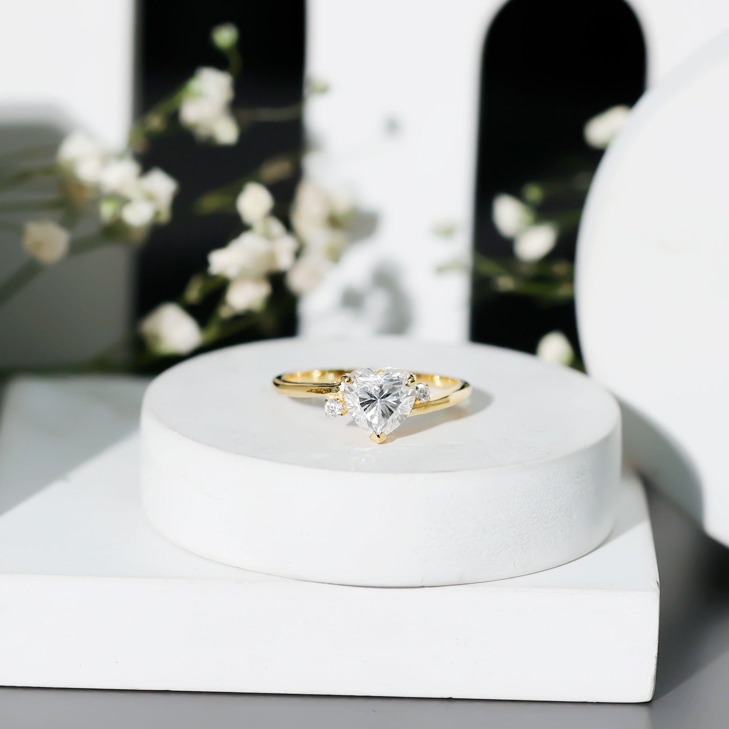 1.5 Carat Solitaire Moissanite Heart Promise Ring