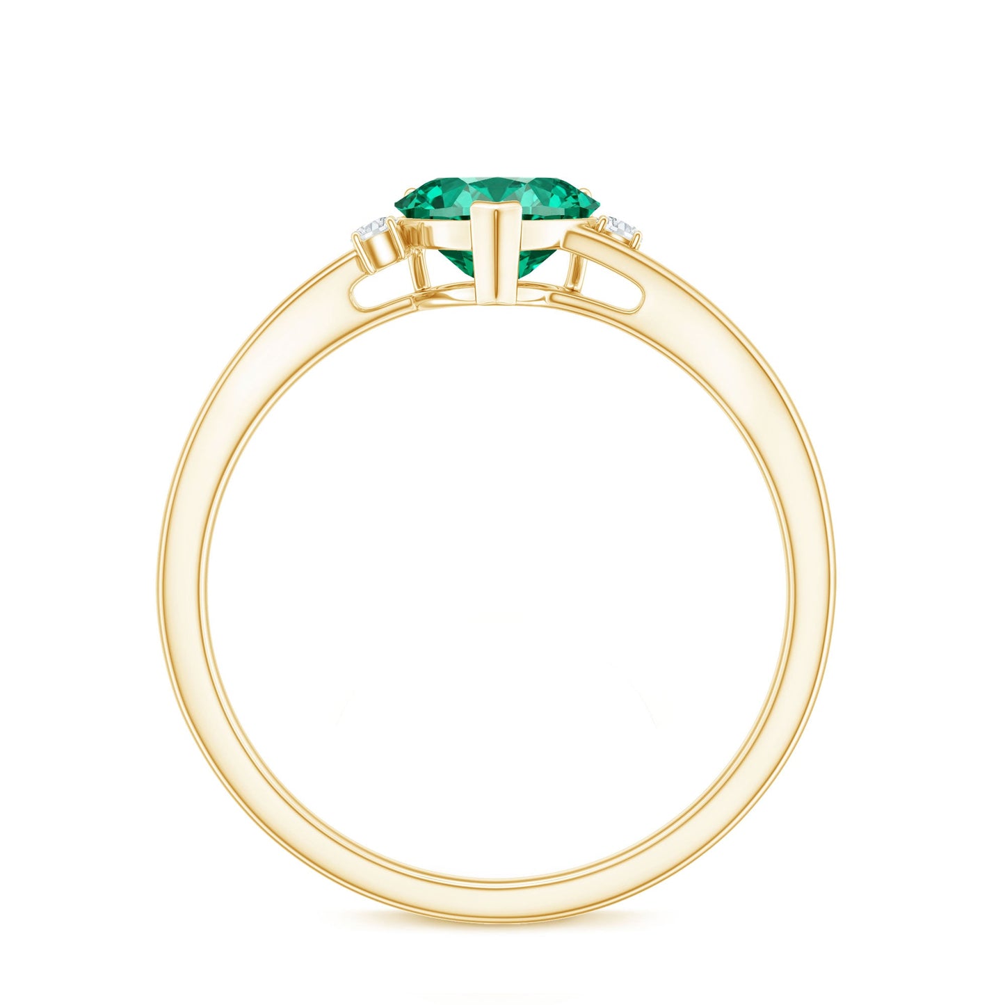 Certified Lab Grown Emerald Heart Shaped Promise Engagement Ring with Diamond
