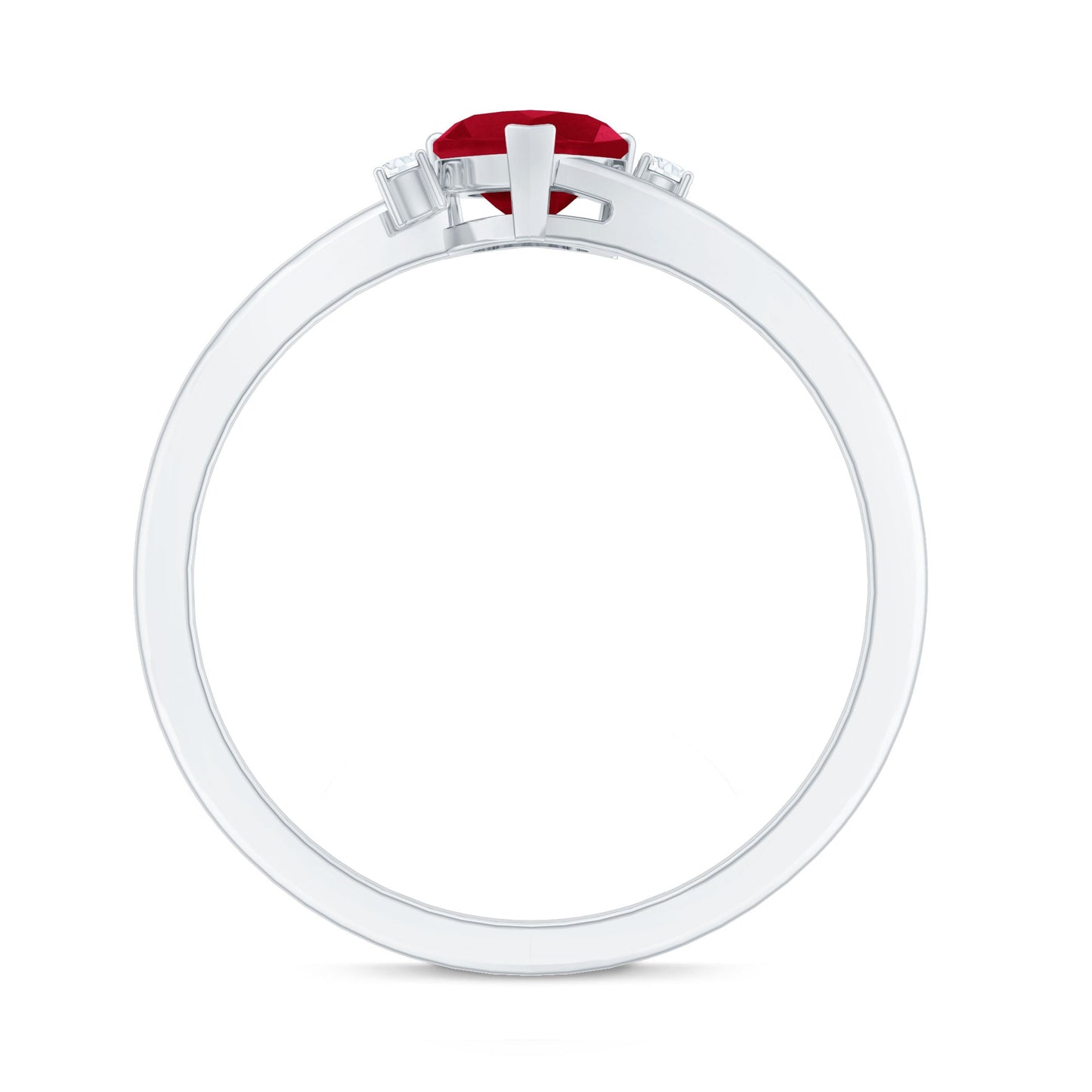 Real 0.6 Carat Ruby Diamond Heart Promise Ring with Bypass Shank