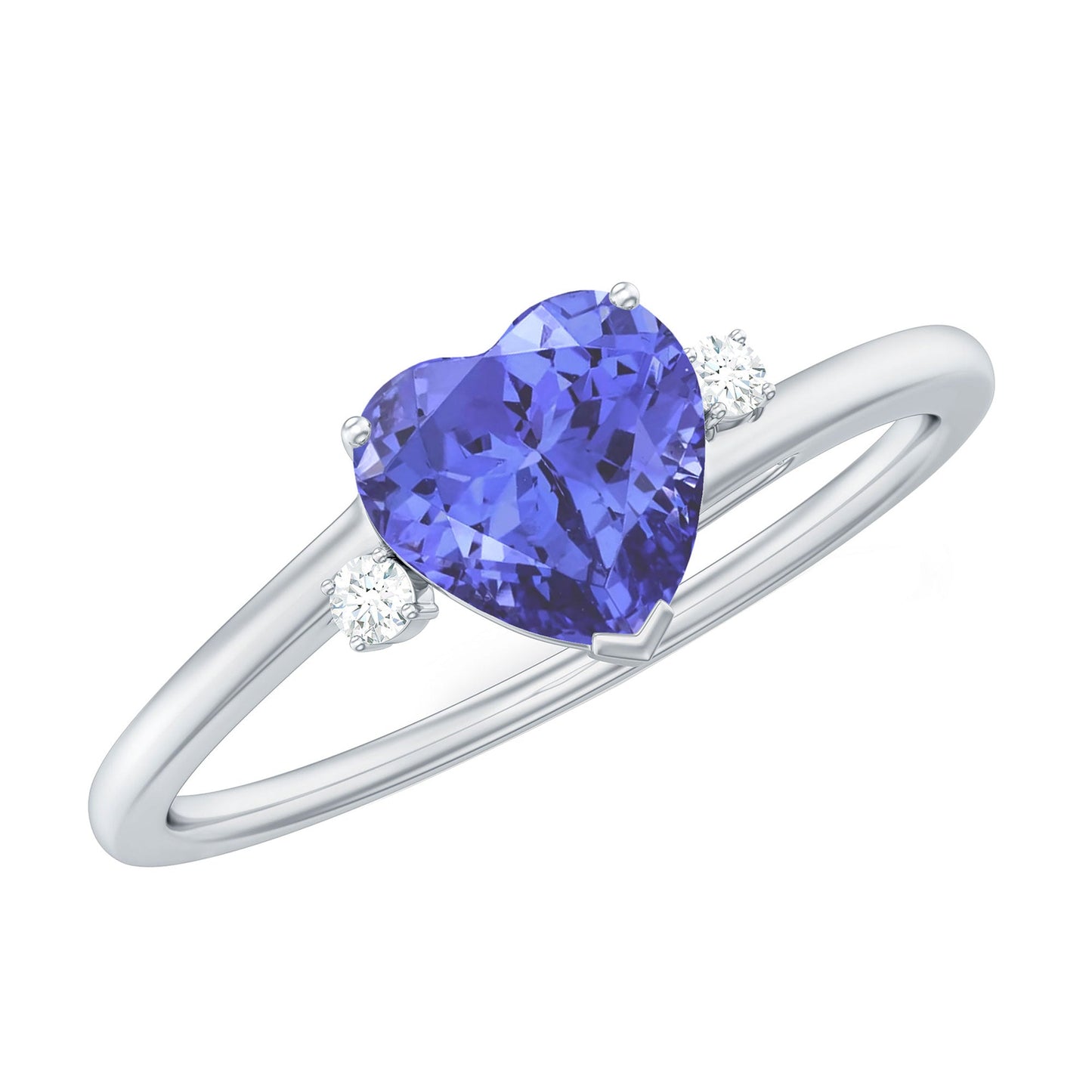 Certified Real Tanzanite Heart Promise Ring with Diamond