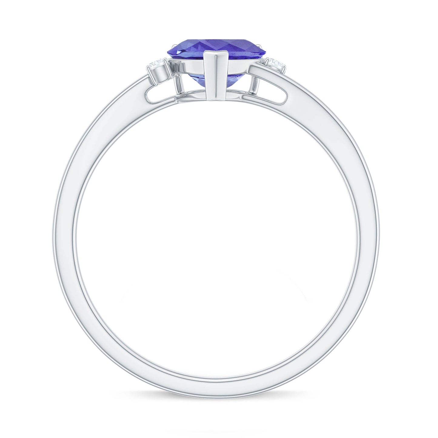 Certified Real Tanzanite Heart Promise Ring with Diamond