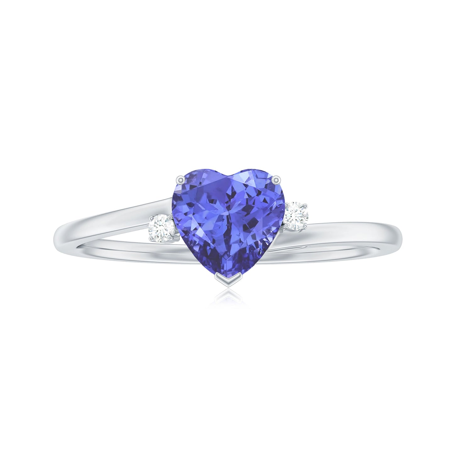 Certified Real Tanzanite Heart Promise Ring with Diamond