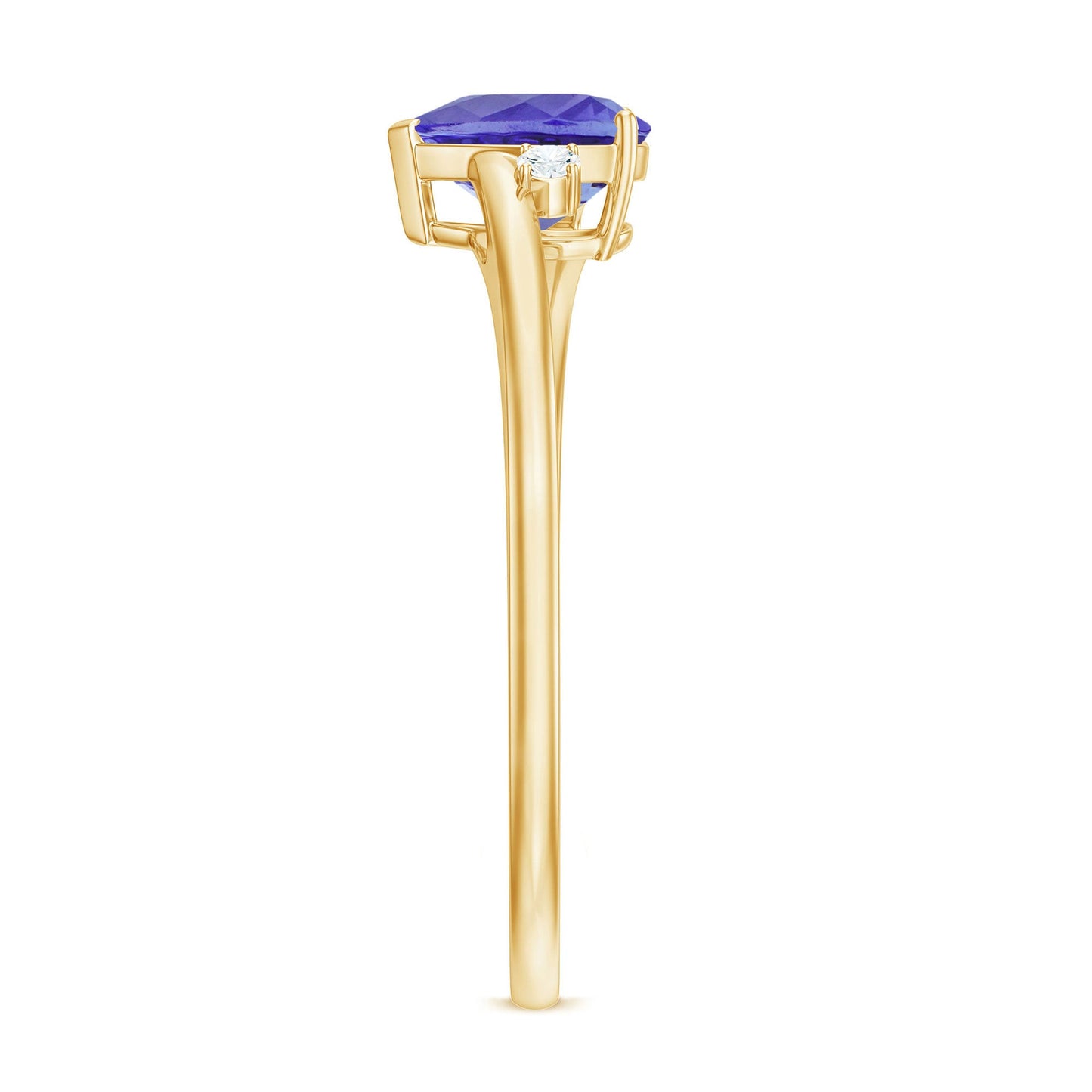Certified Real Tanzanite Heart Promise Ring with Diamond