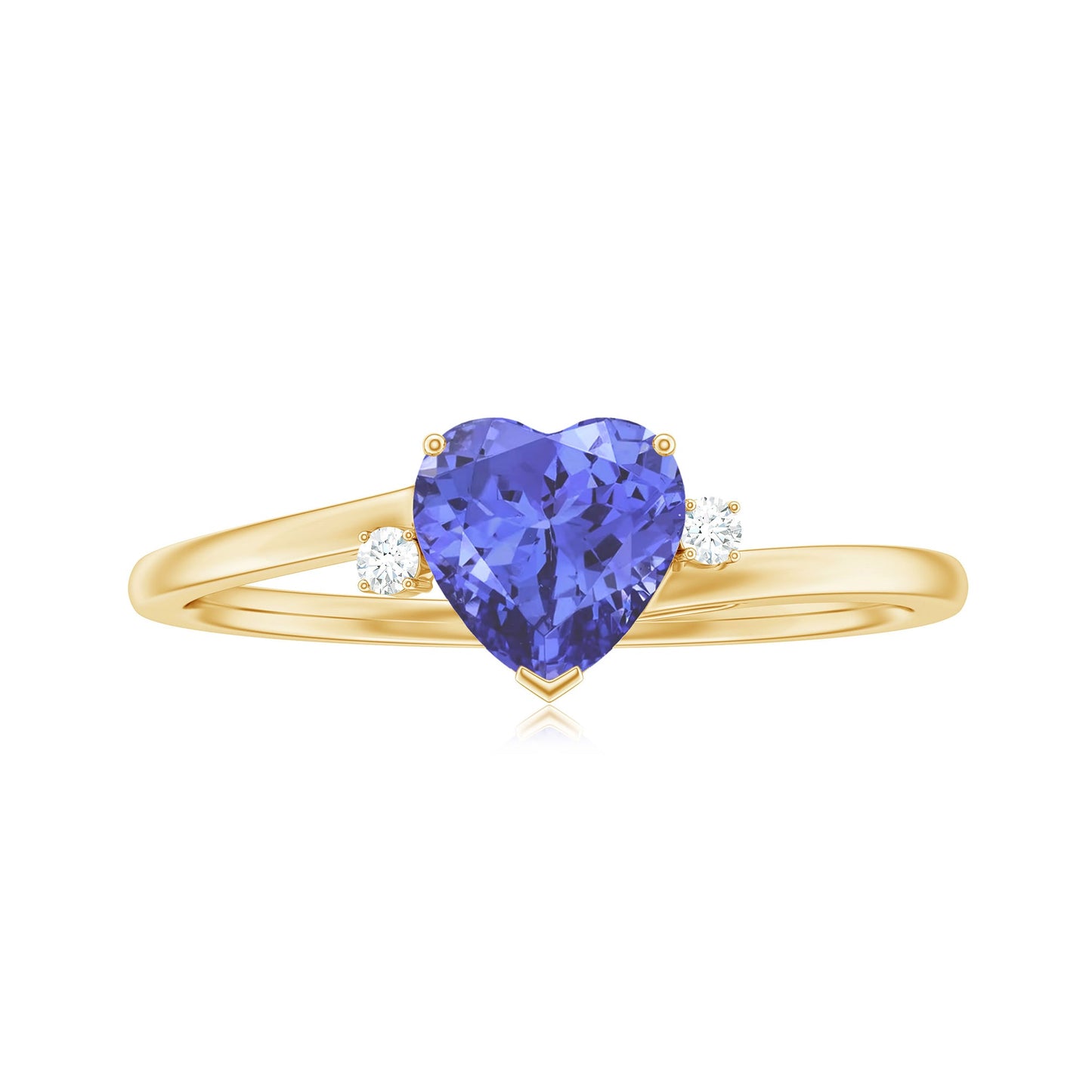 Certified Real Tanzanite Heart Promise Ring with Diamond