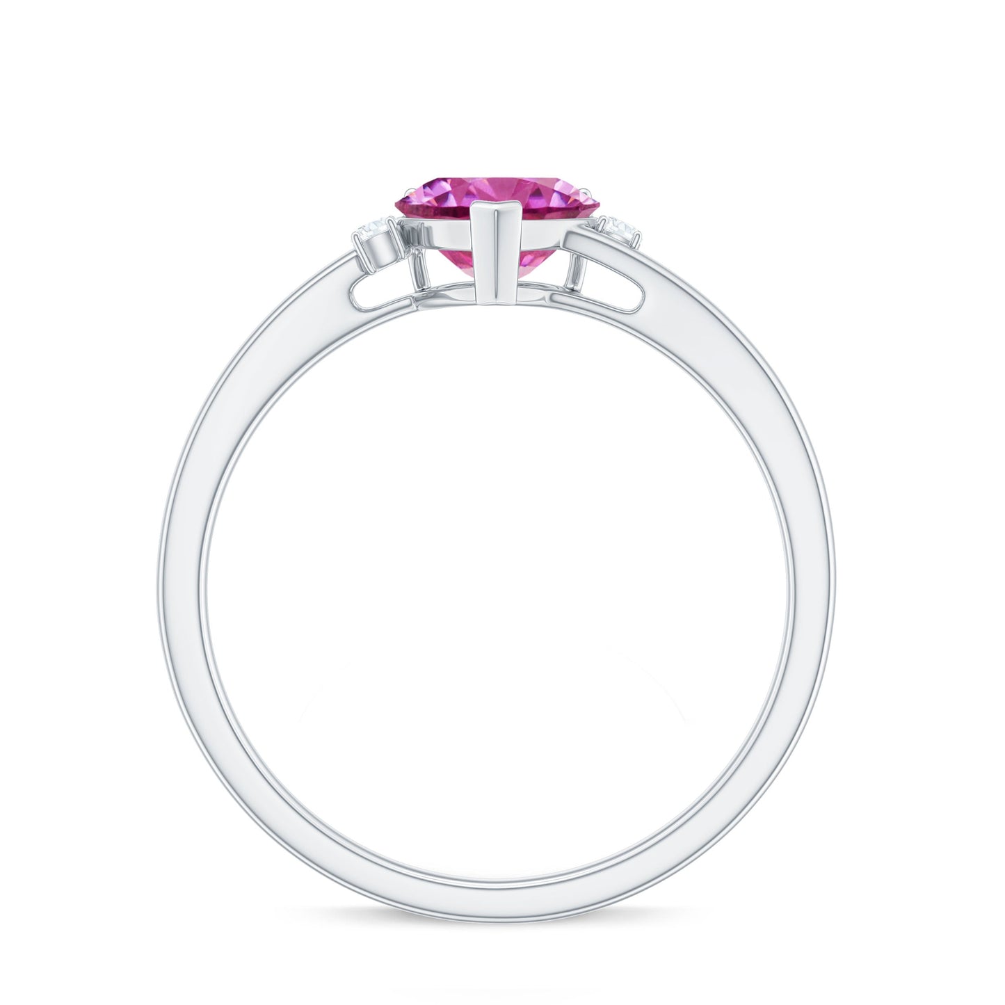 0.9 Carat Heart Shape Pink Tourmaline Solitaire Promise Ring with Diamond
