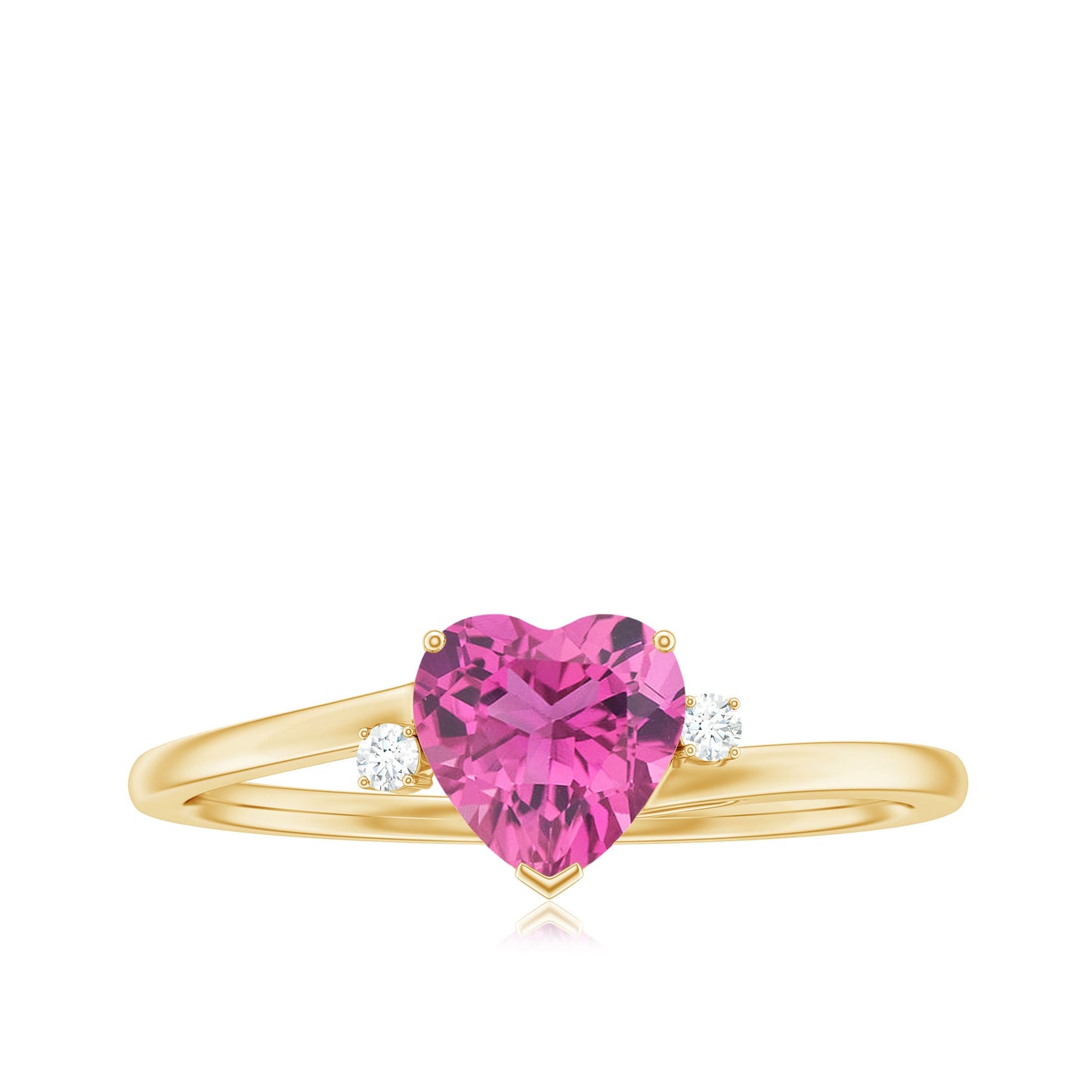 0.9 Carat Heart Shape Pink Tourmaline Solitaire Promise Ring with Diamond
