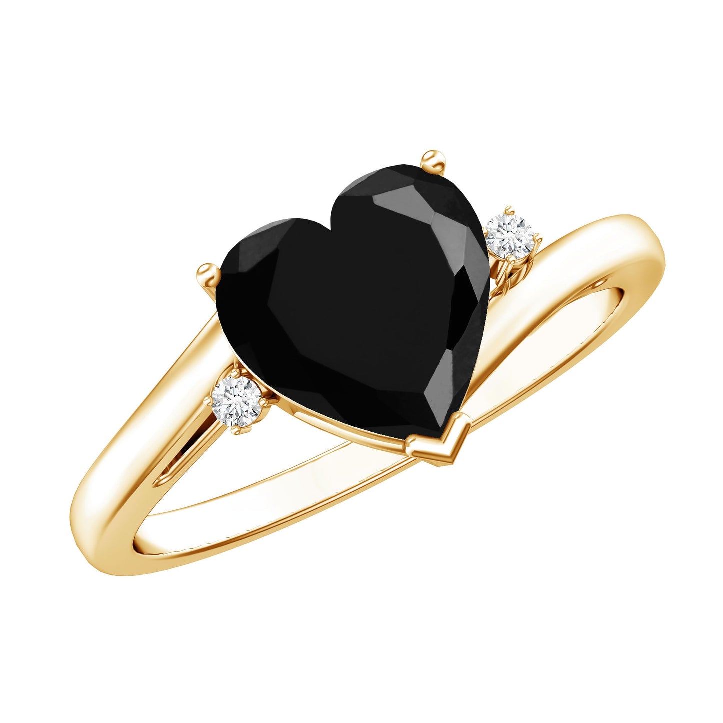 Heart Shaped Black Onyx Engagement Ring with Diamonds