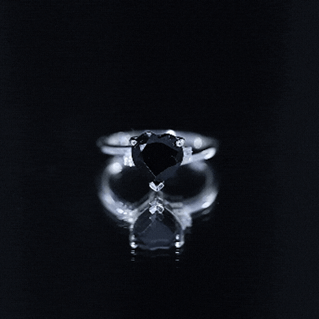 2 Carat Heart Shape Black Spinel Solitaire Engagement Ring