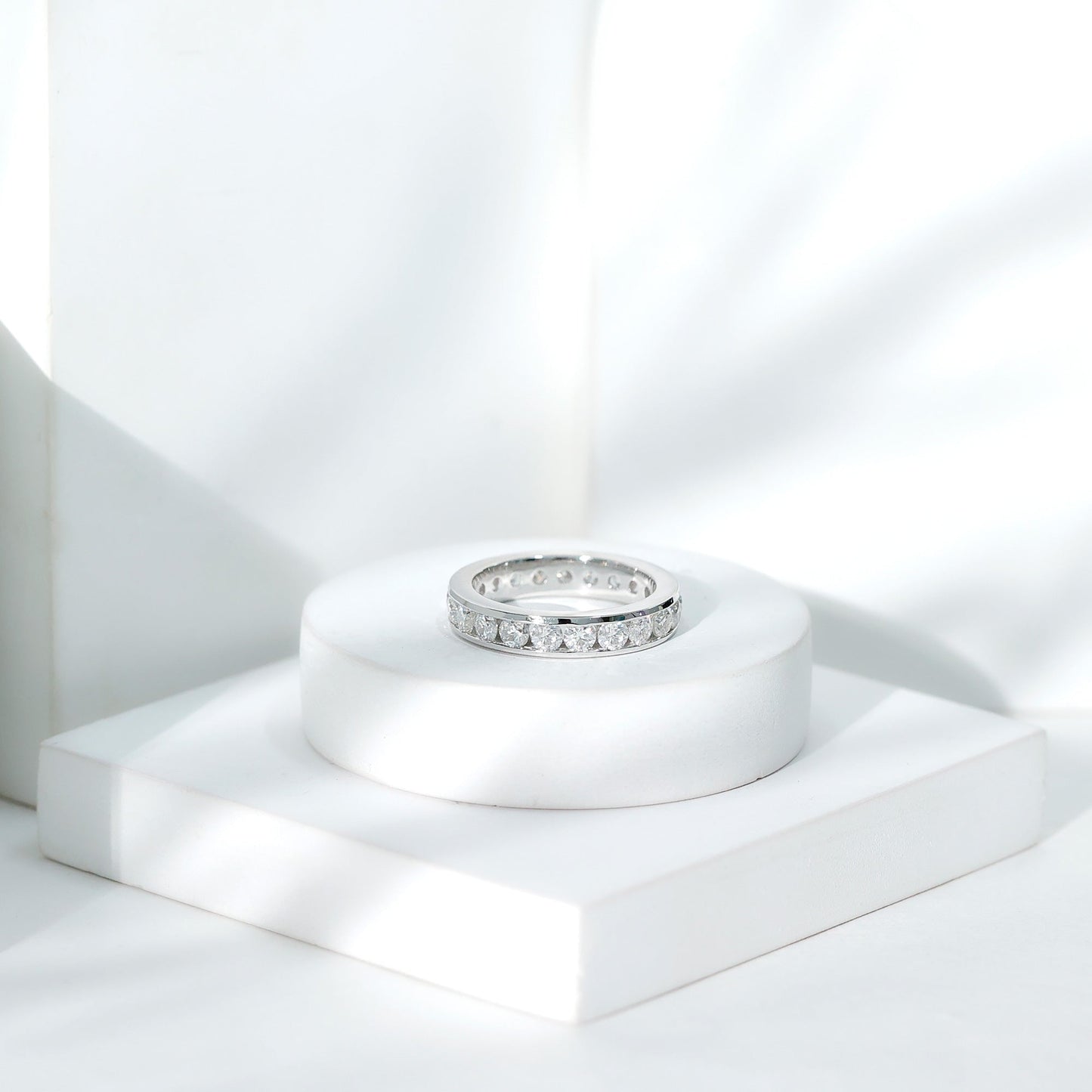 Channel Set Round Moissanite Full Eternity Band Ring