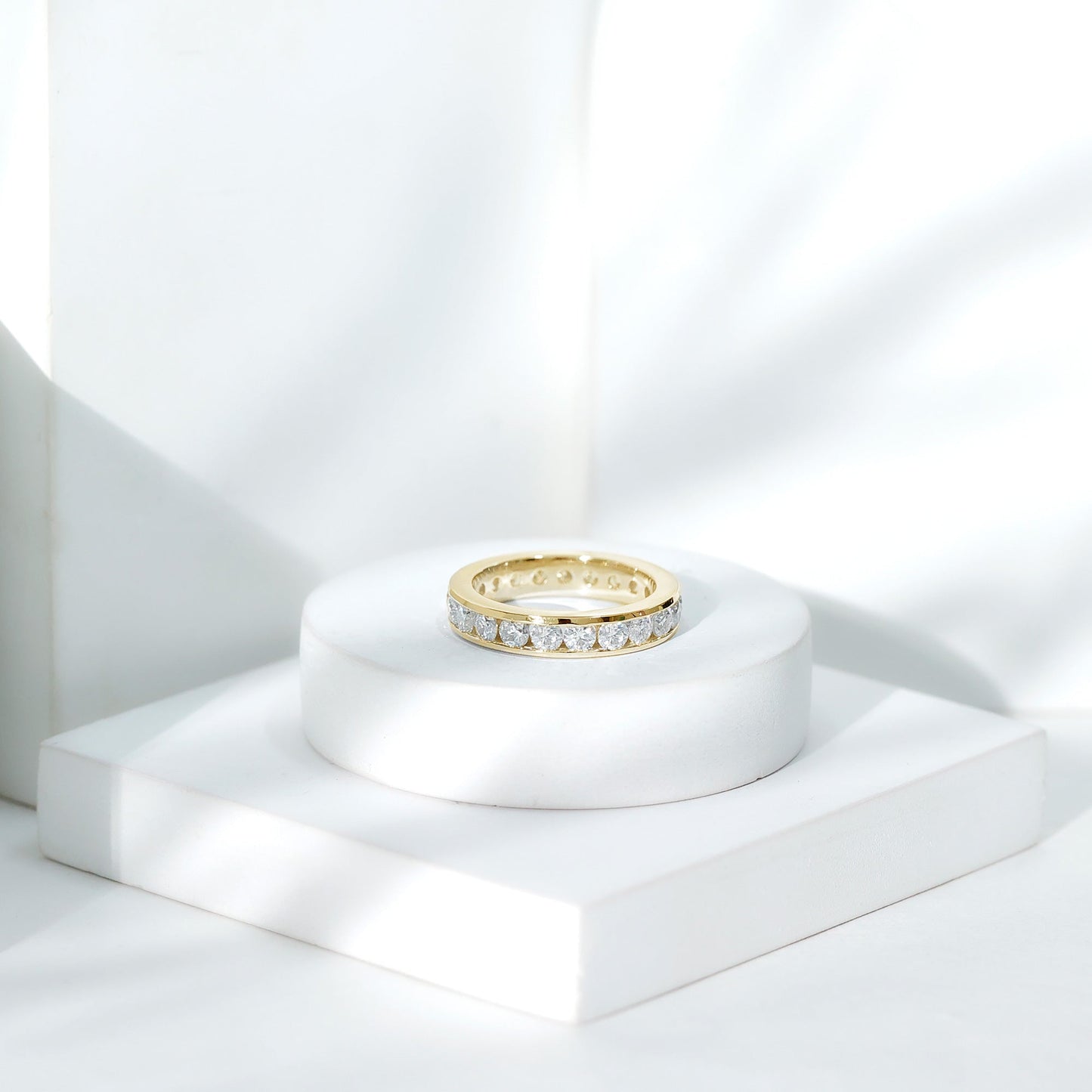 Channel Set Round Moissanite Full Eternity Band Ring