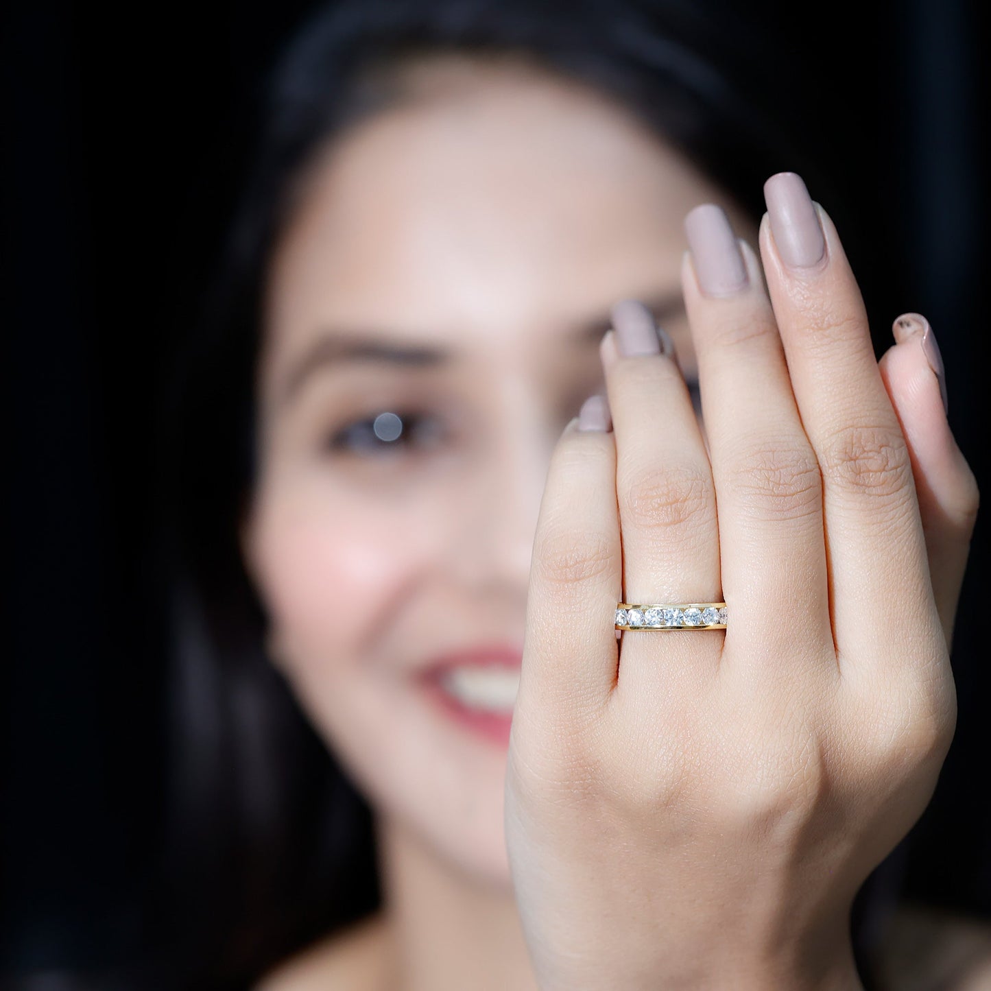 Channel Set Round Moissanite Full Eternity Band Ring