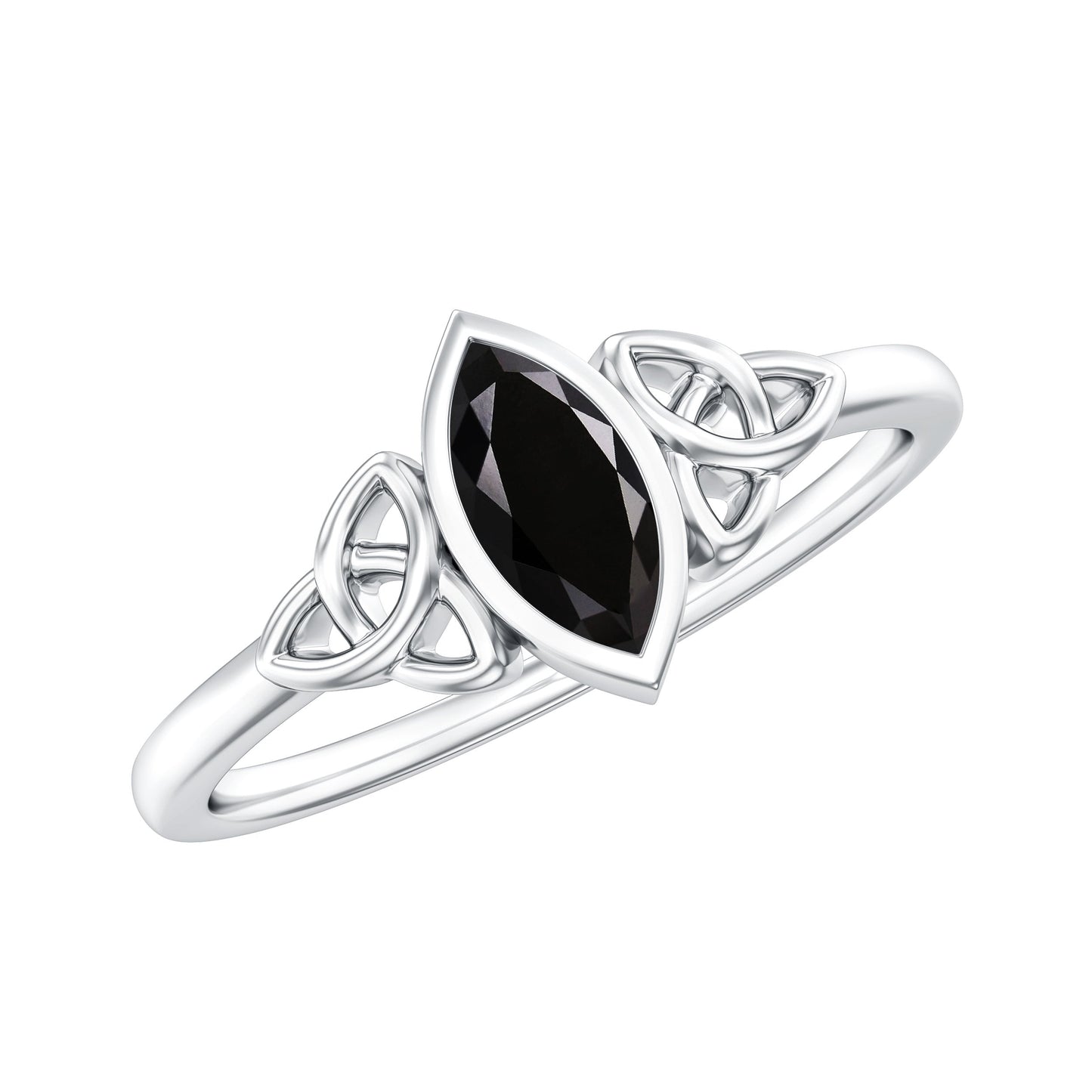 Marquise Shape Black Spinel Solitaire Promise Ring