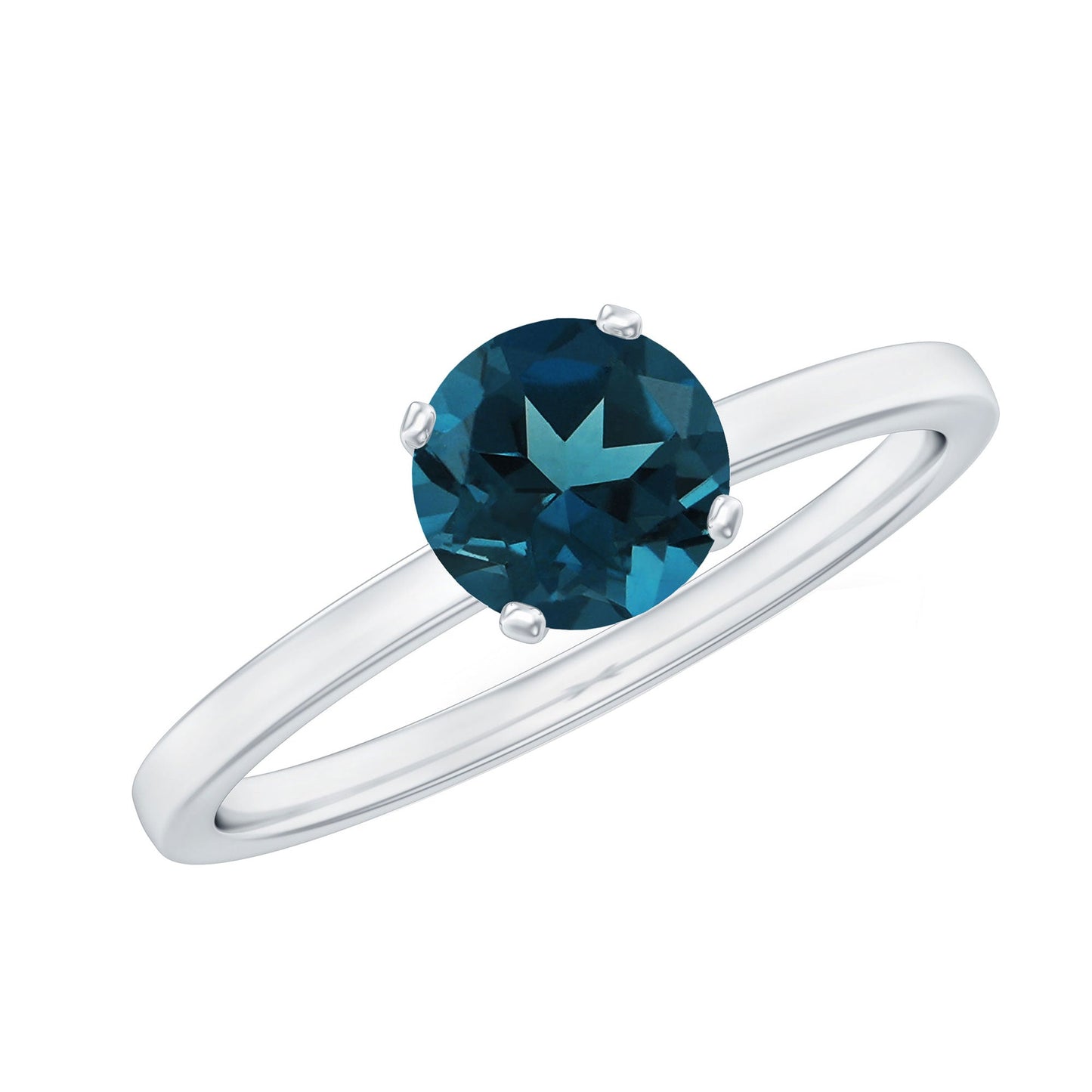 1.3 Carat Round London Blue Topaz Solitaire Ring With Certificate