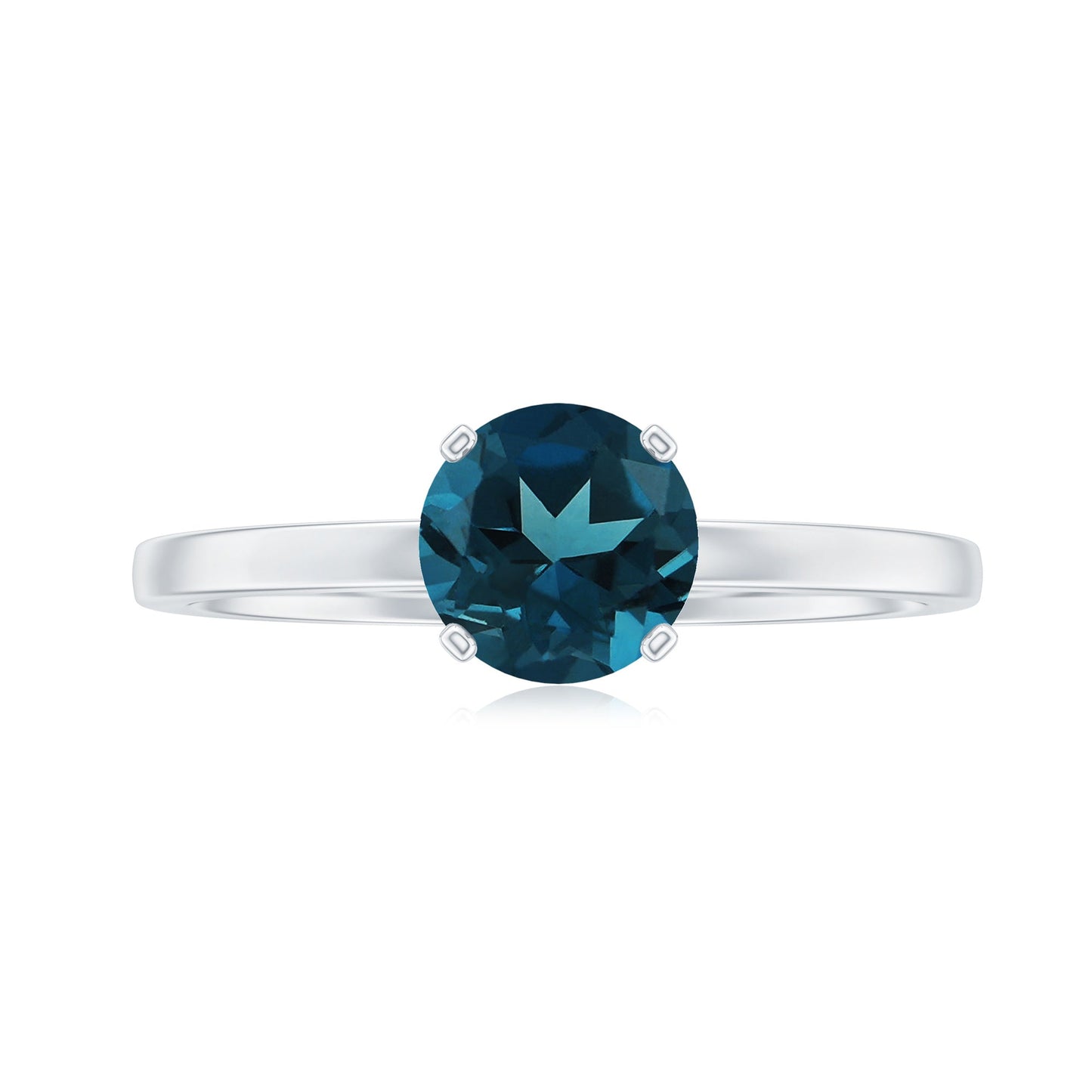 1.3 Carat Round London Blue Topaz Solitaire Ring With Certificate