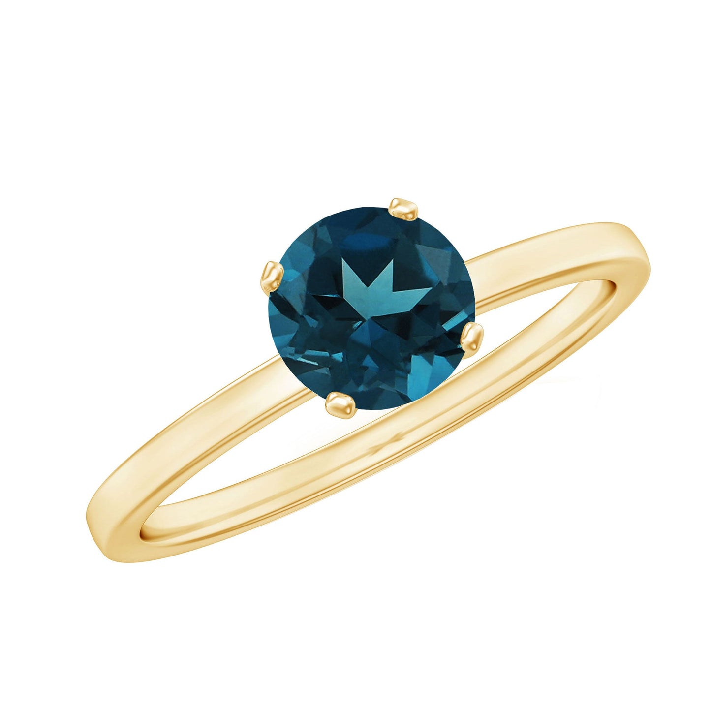 1.3 Carat Round London Blue Topaz Solitaire Ring With Certificate