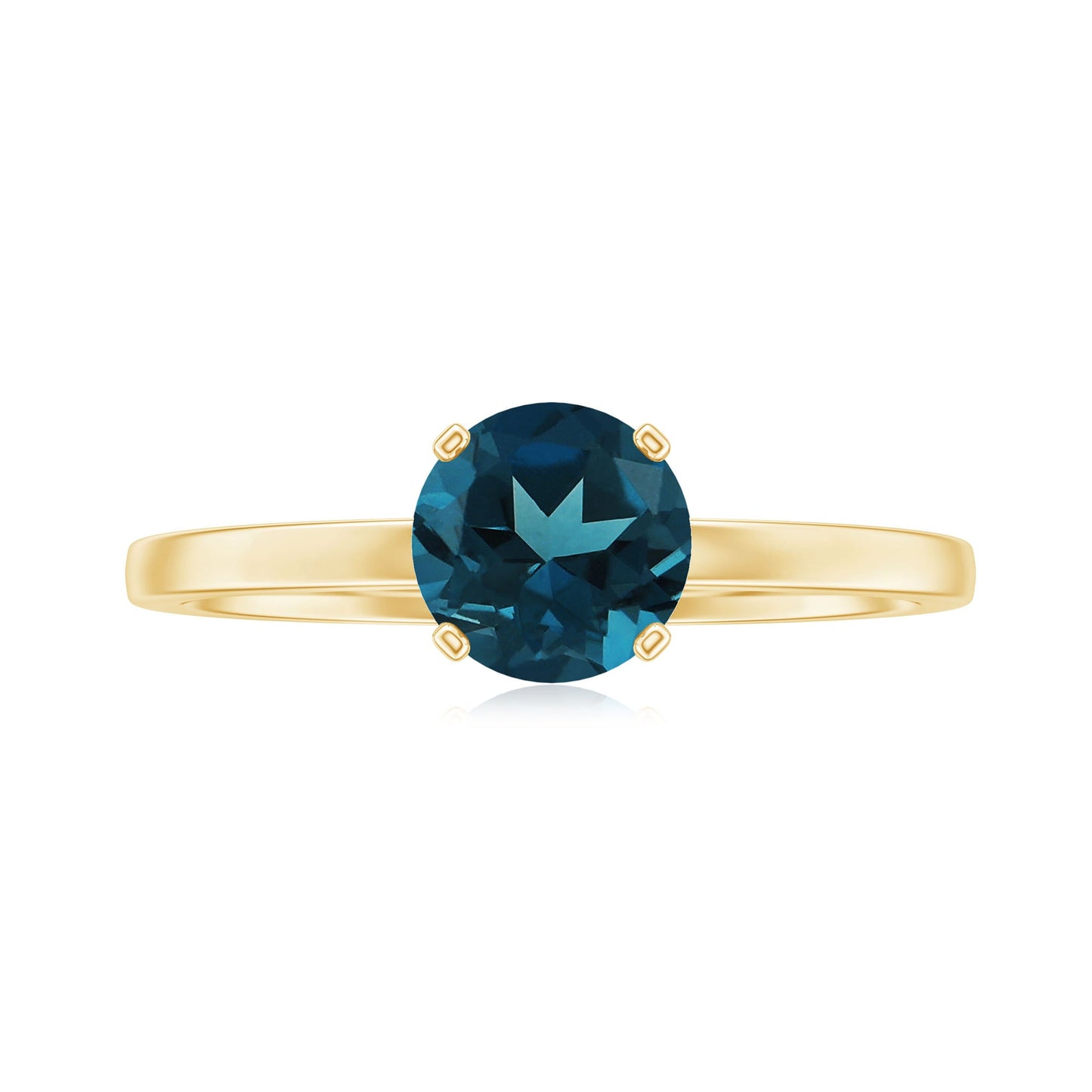 1.3 Carat Round London Blue Topaz Solitaire Ring With Certificate