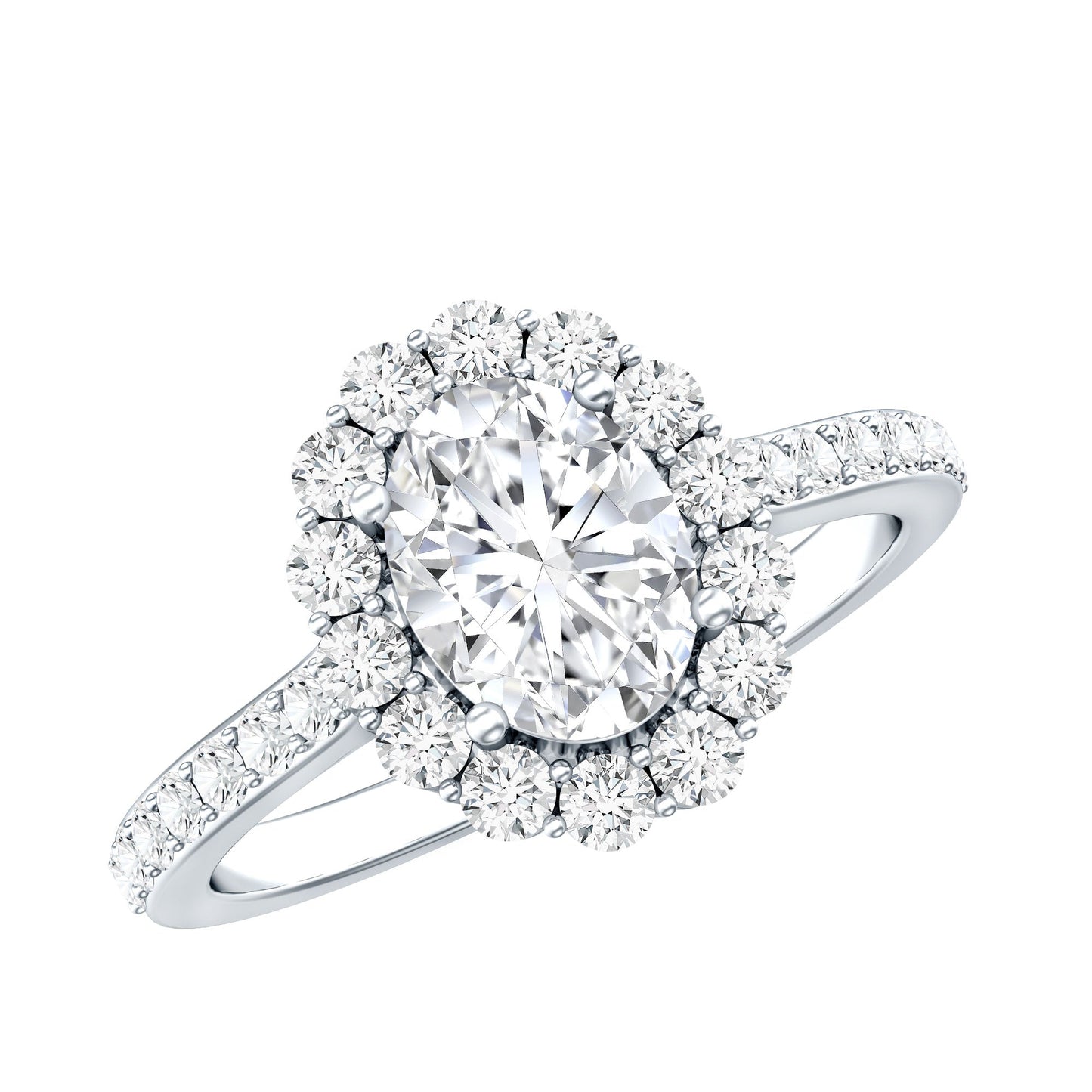 Certified 1.2 Carat Moissanite Oval Halo Engagement Ring for Women
