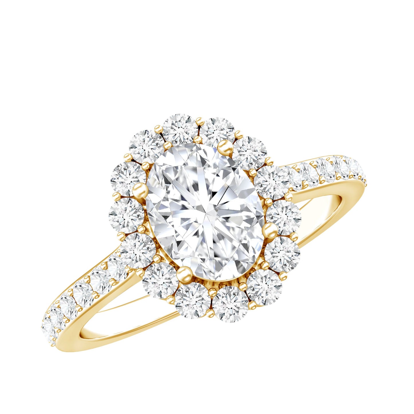Certified 1.2 Carat Moissanite Oval Halo Engagement Ring for Women