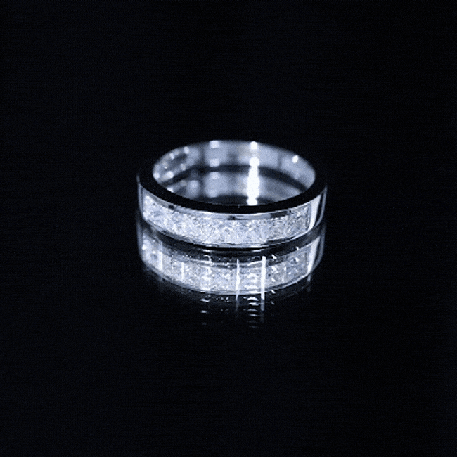 Princess Cut Moissanite Half Eternity Band in Channel Setting