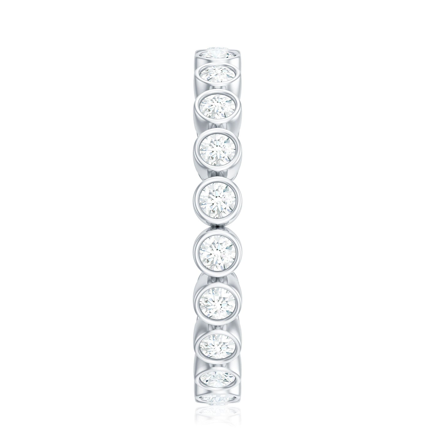Full Eternity Wedding Band with Bezel Set Moissanite