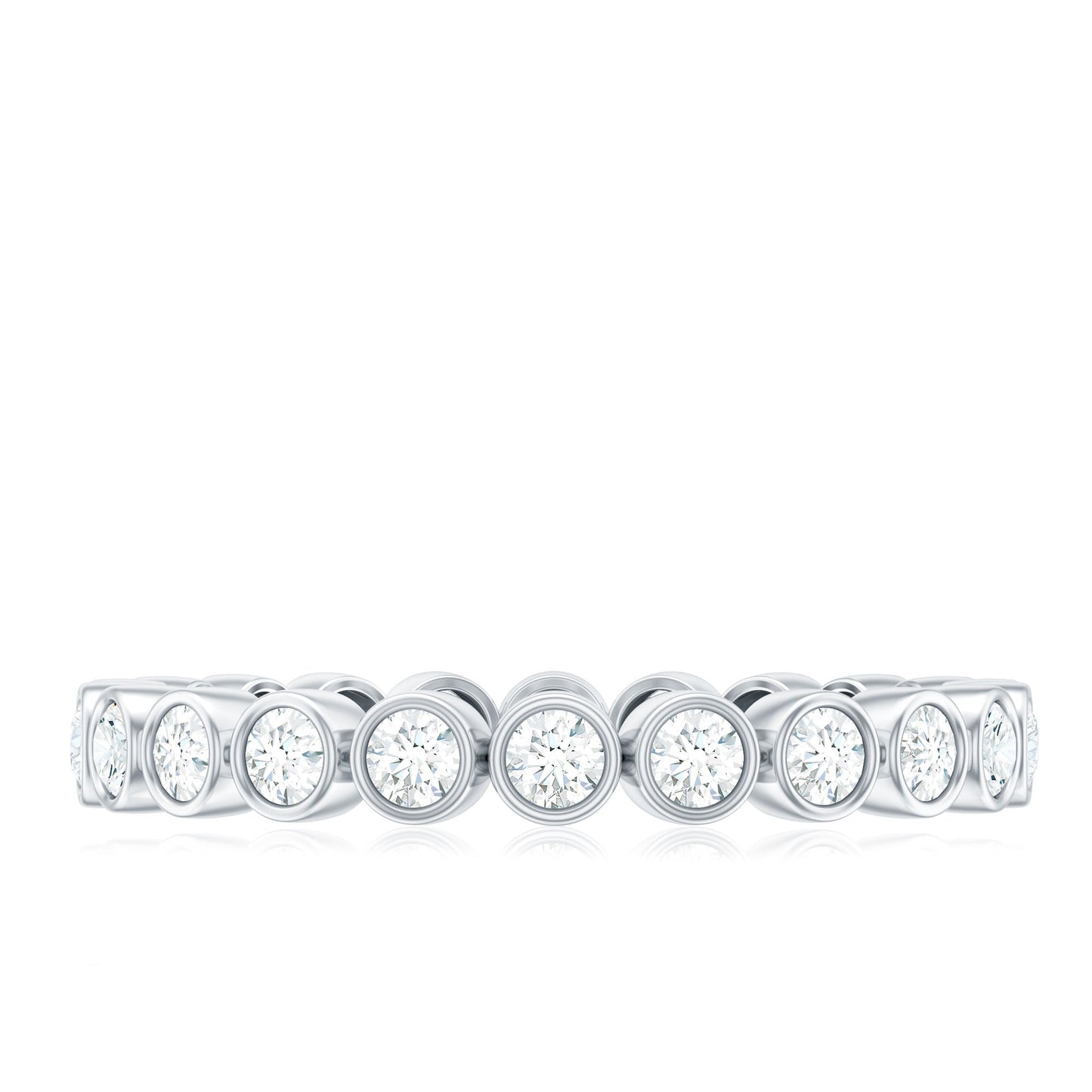 Full Eternity Wedding Band with Bezel Set Moissanite