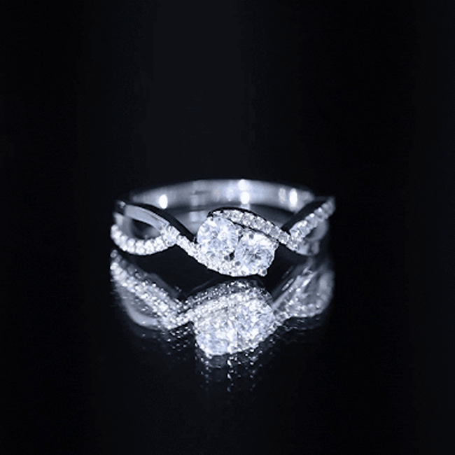 Toi Et Moi Round Moissanite Infinity Promise Ring