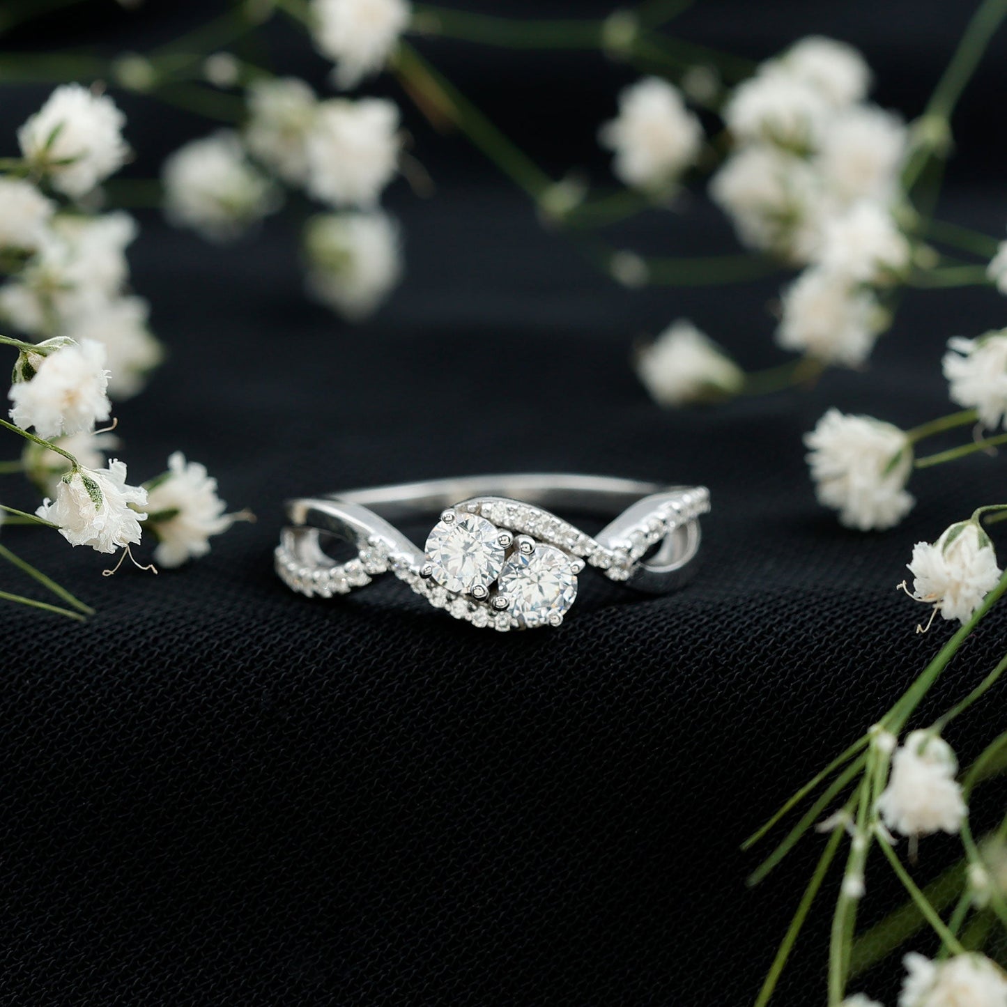 Toi Et Moi Round Moissanite Infinity Promise Ring
