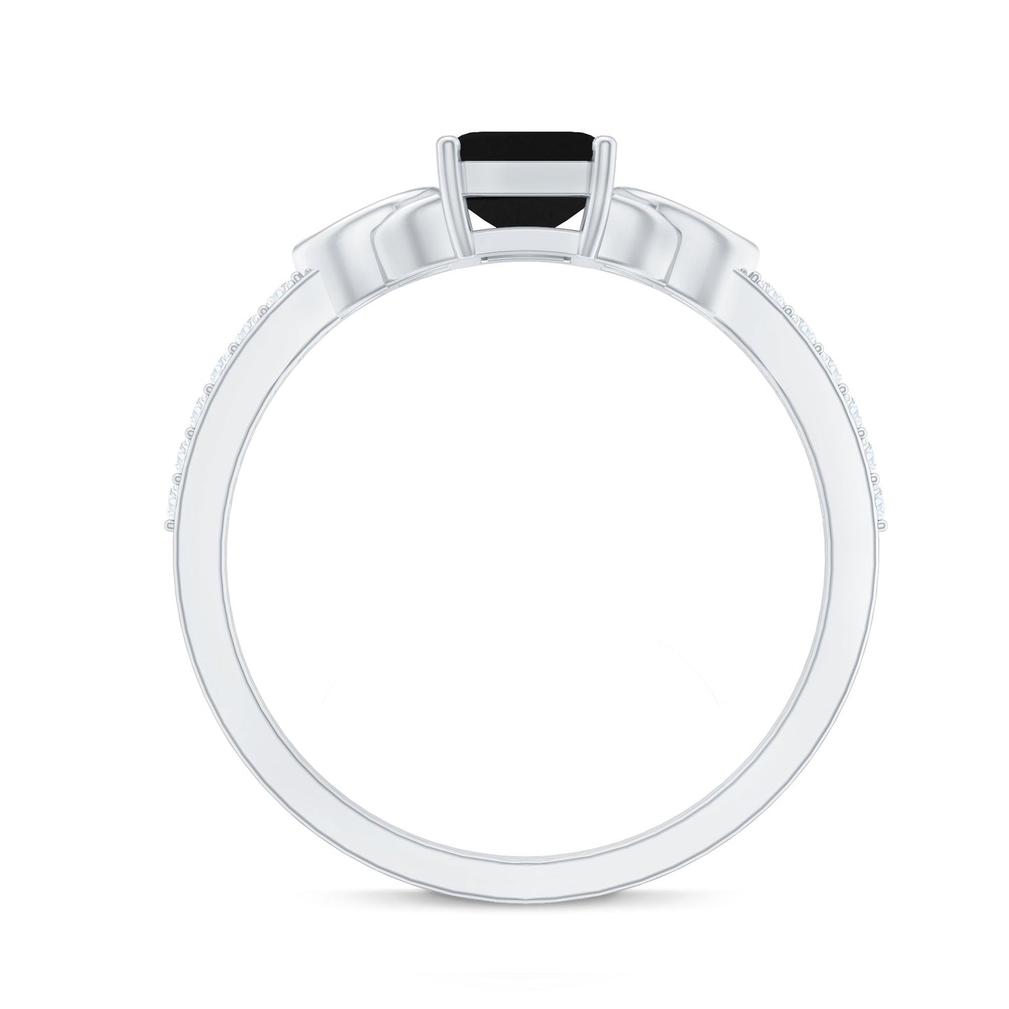 1.8 Carat Emerald Cut Black Onyx Celtic Engagement Ring with Diamond