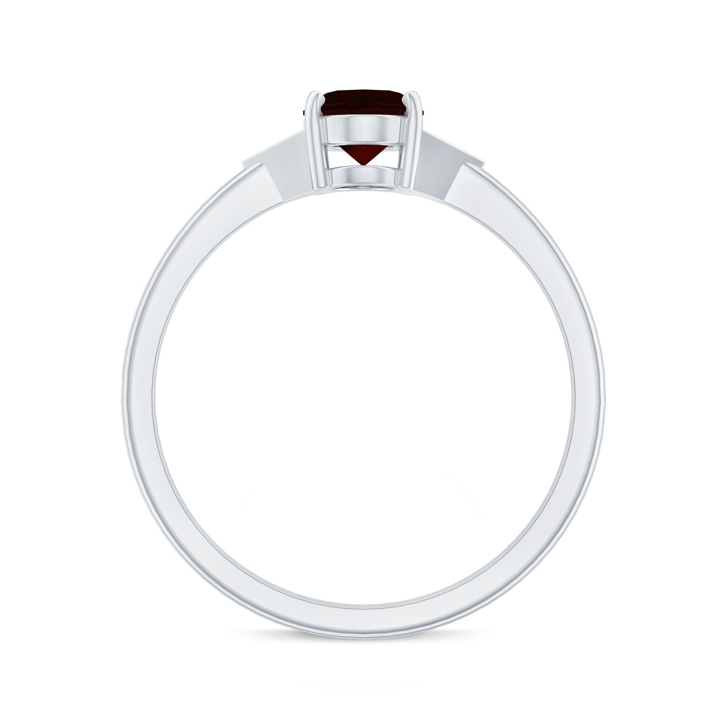 Natural Garnet Oval Shaped Engagement Ring with Diamond Trio