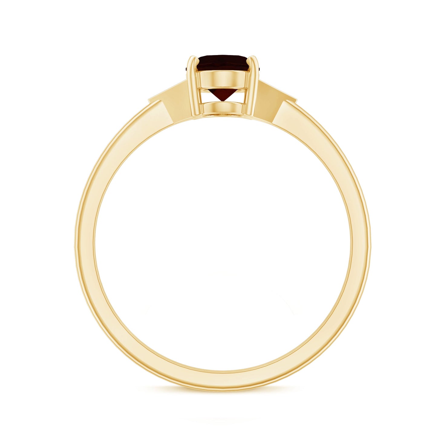 Natural Garnet Oval Shaped Engagement Ring with Diamond Trio