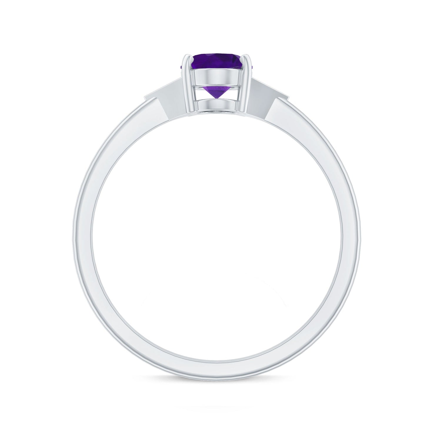 Natural 1 Carat Amethyst Oval Engagement Ring with Diamond Trio