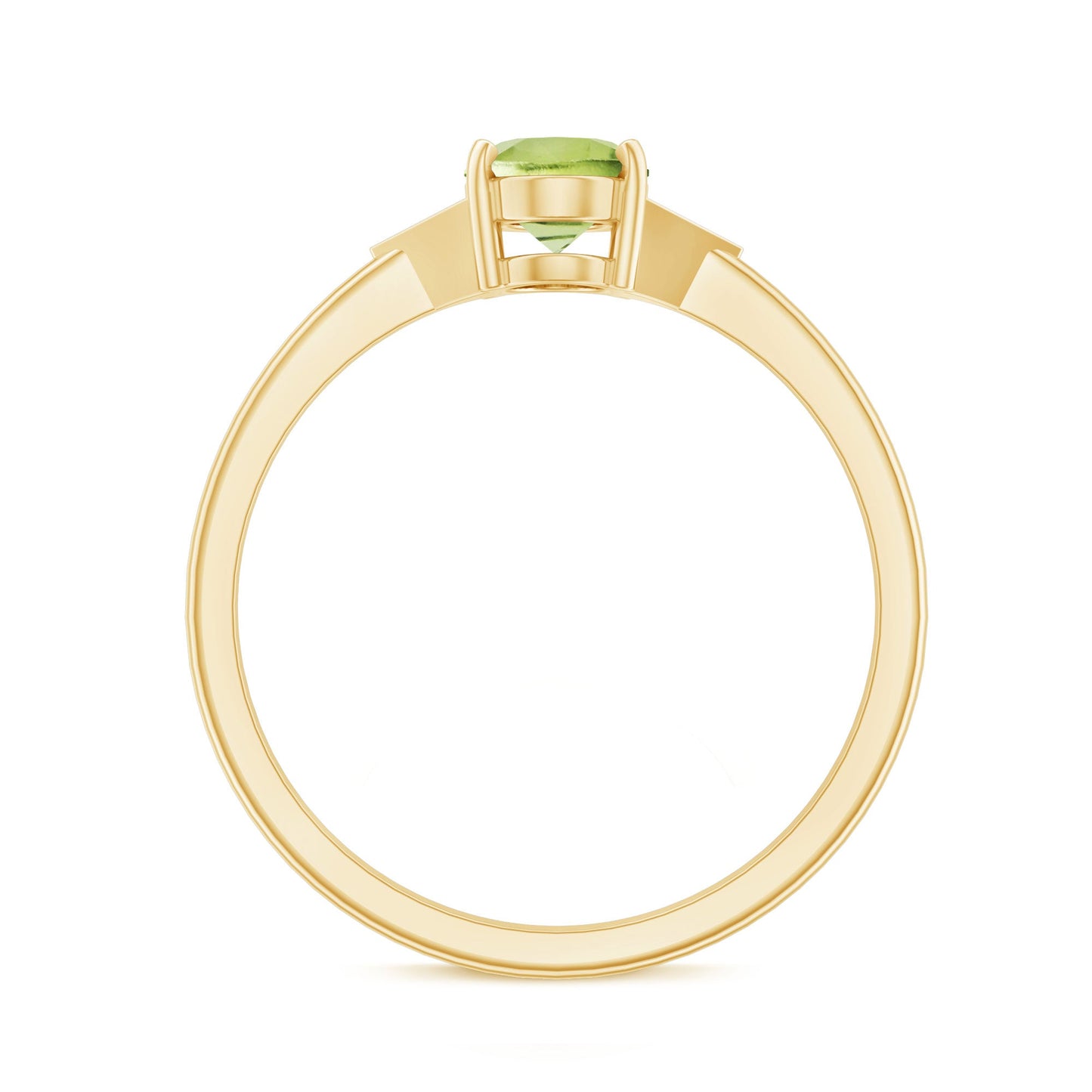 Natural Solitaire 1 Carat Peridot Oval Engagement Ring with Diamond