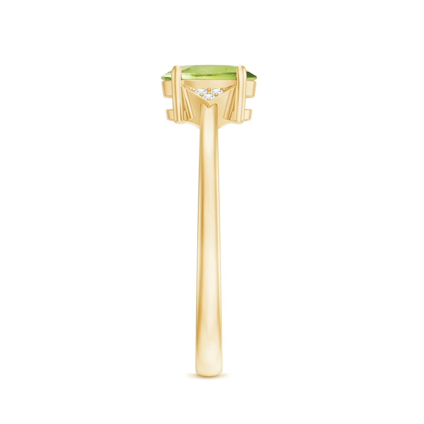 Natural Solitaire 1 Carat Peridot Oval Engagement Ring with Diamond