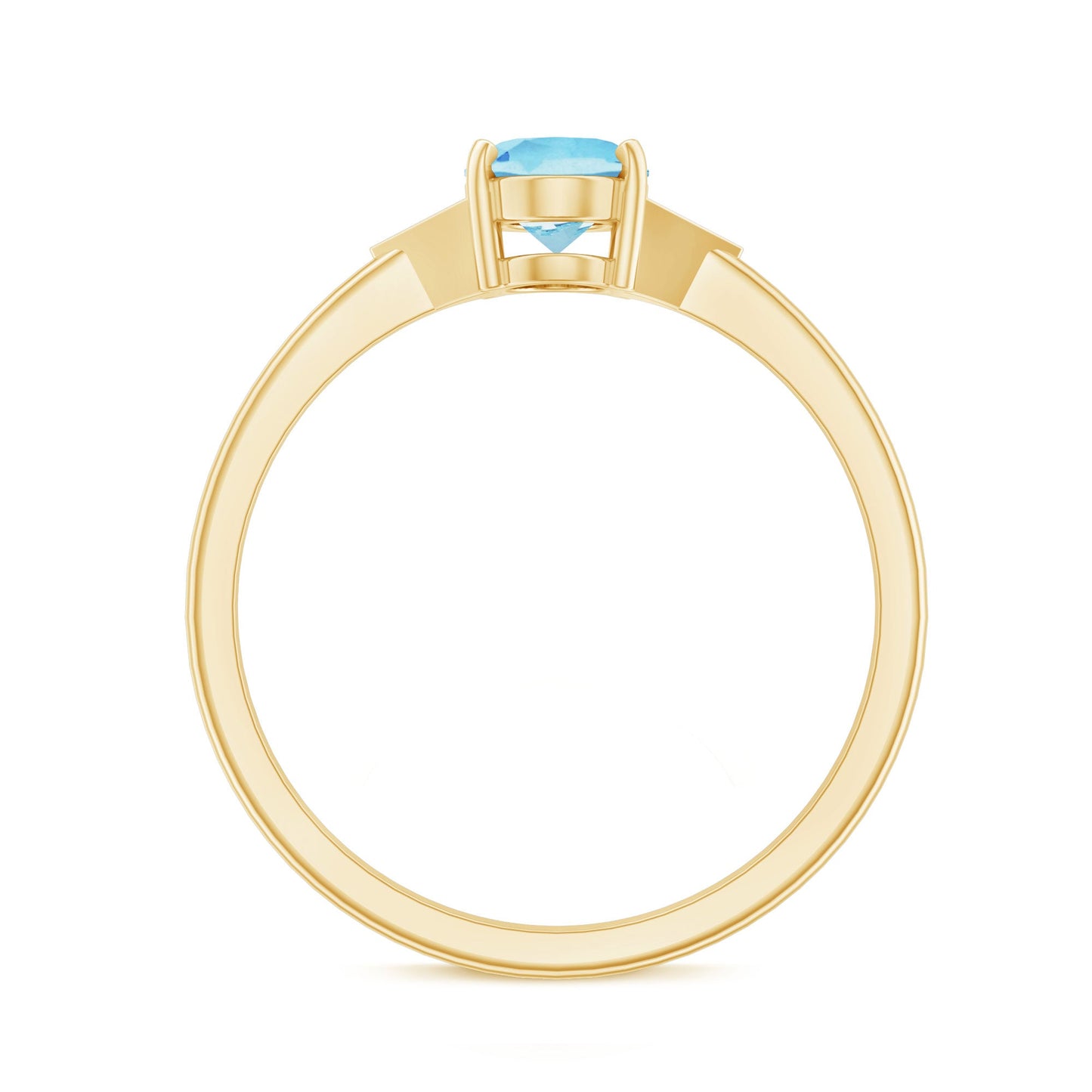 Genuine 1 Carat Aquamarine Oval Engagement Ring with Diamond