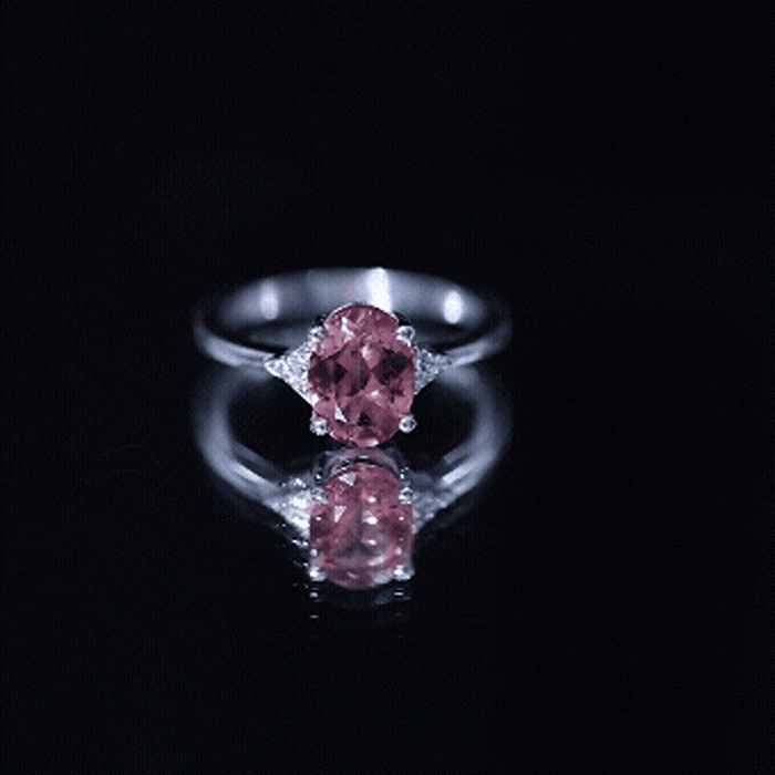 1 Carat Pink Tourmaline Oval Engagement Ring with Diamond