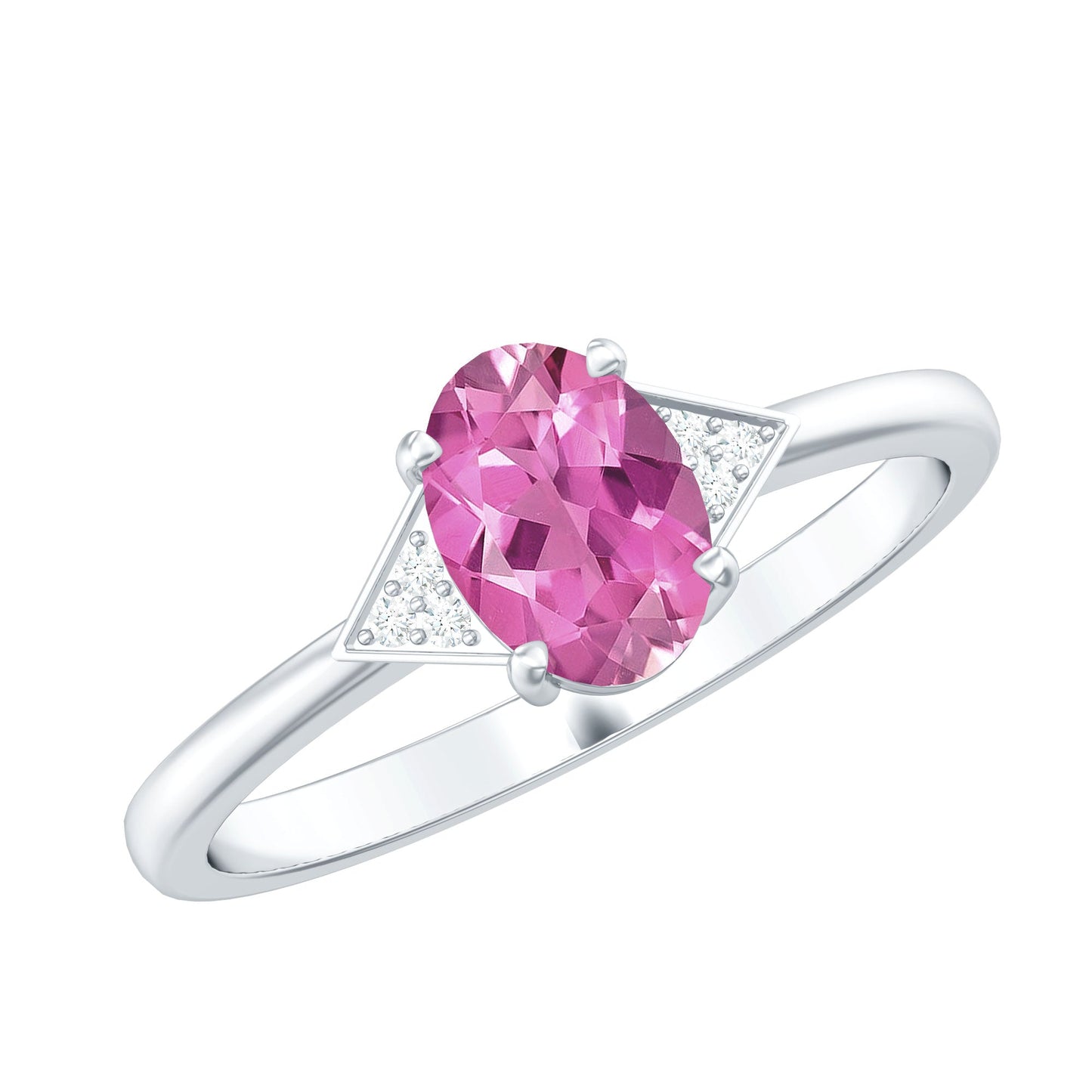 1 Carat Pink Tourmaline Oval Engagement Ring with Diamond