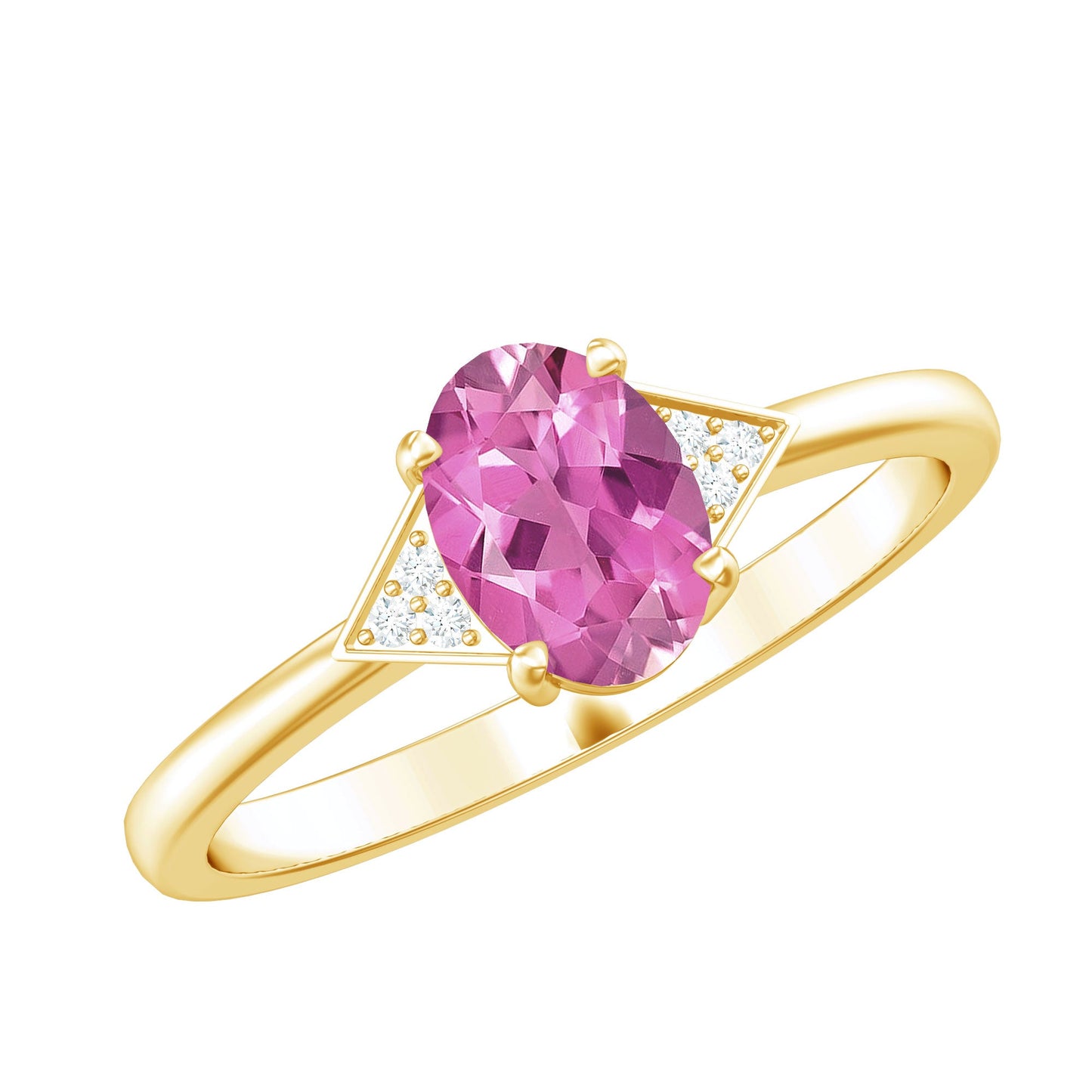 1 Carat Pink Tourmaline Oval Engagement Ring with Diamond