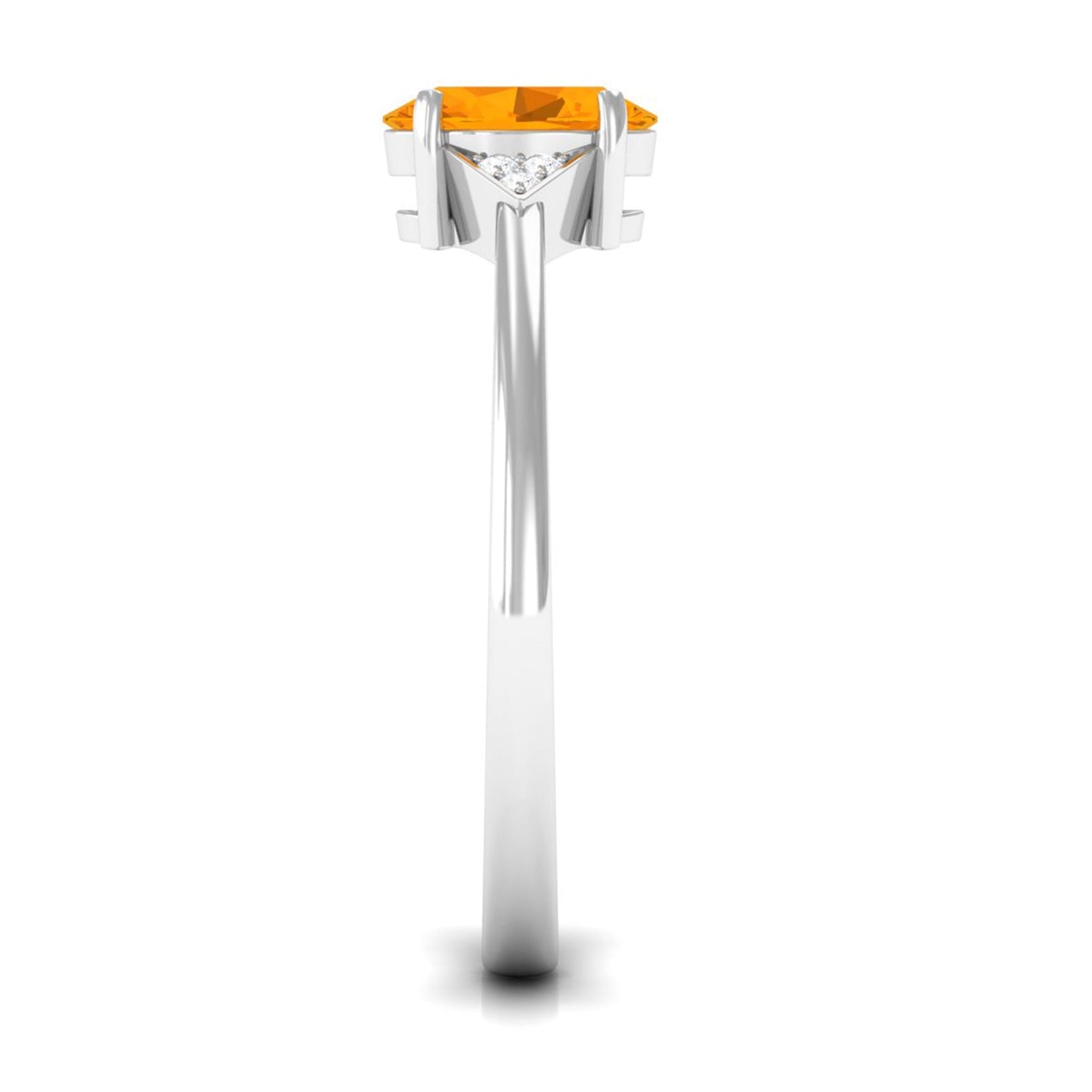0.6 Carat Oval Fire Opal Solitaire Ring with Diamond Accent