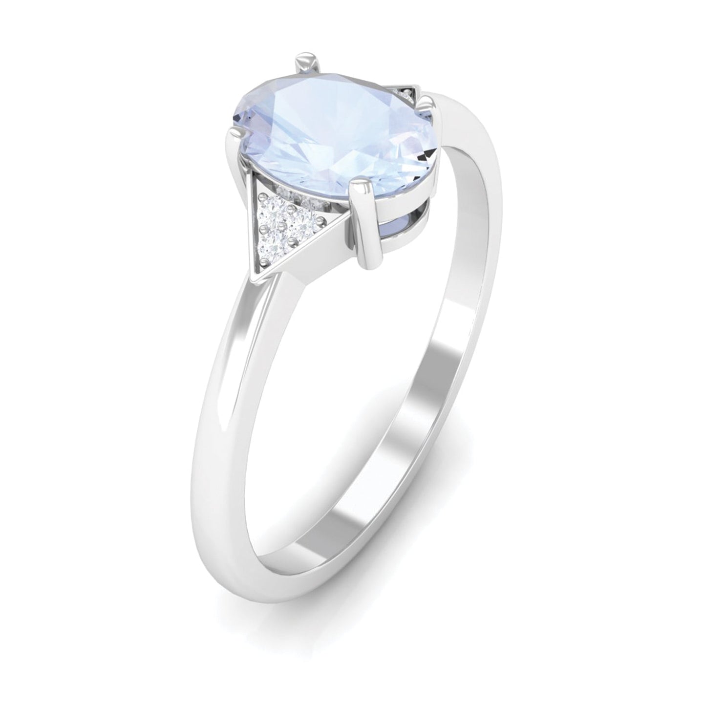 0.6 Carat Oval Moonstone Solitaire Ring with Diamond Accent