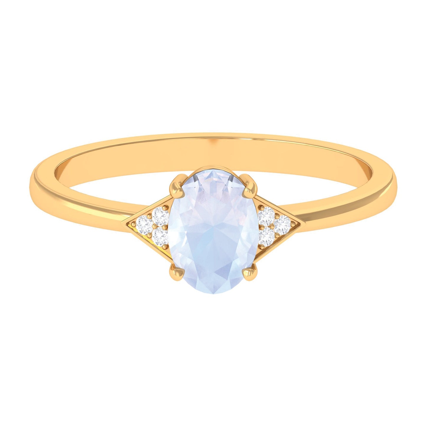 0.6 Carat Oval Moonstone Solitaire Ring with Diamond Accent
