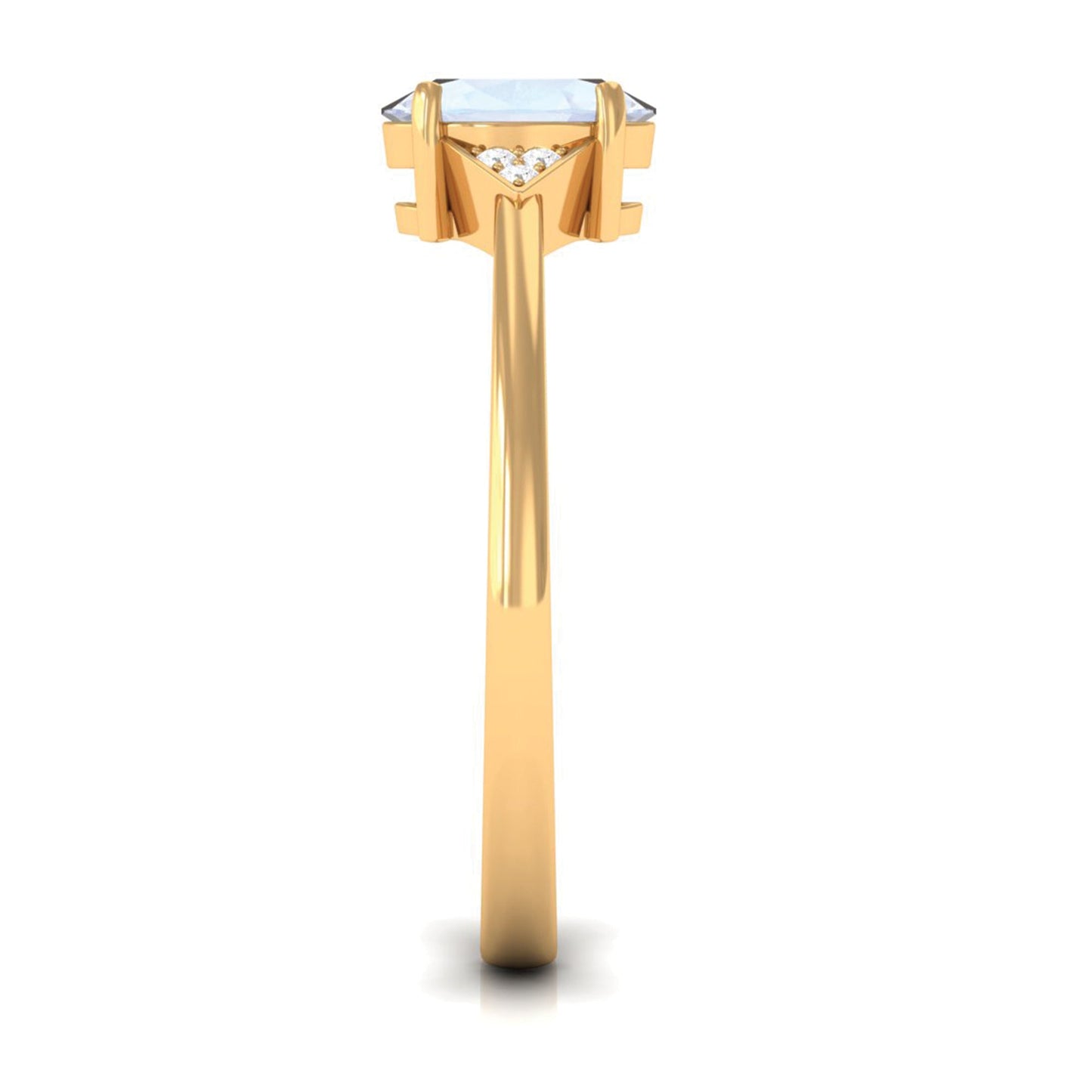 0.6 Carat Oval Moonstone Solitaire Ring with Diamond Accent