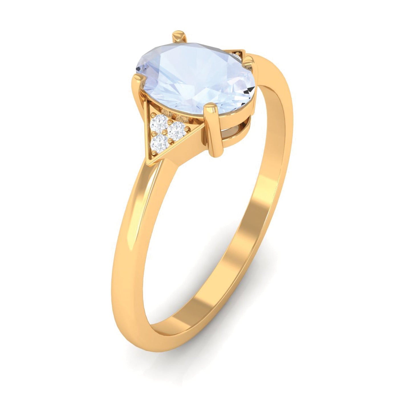 0.6 Carat Oval Moonstone Solitaire Ring with Diamond Accent