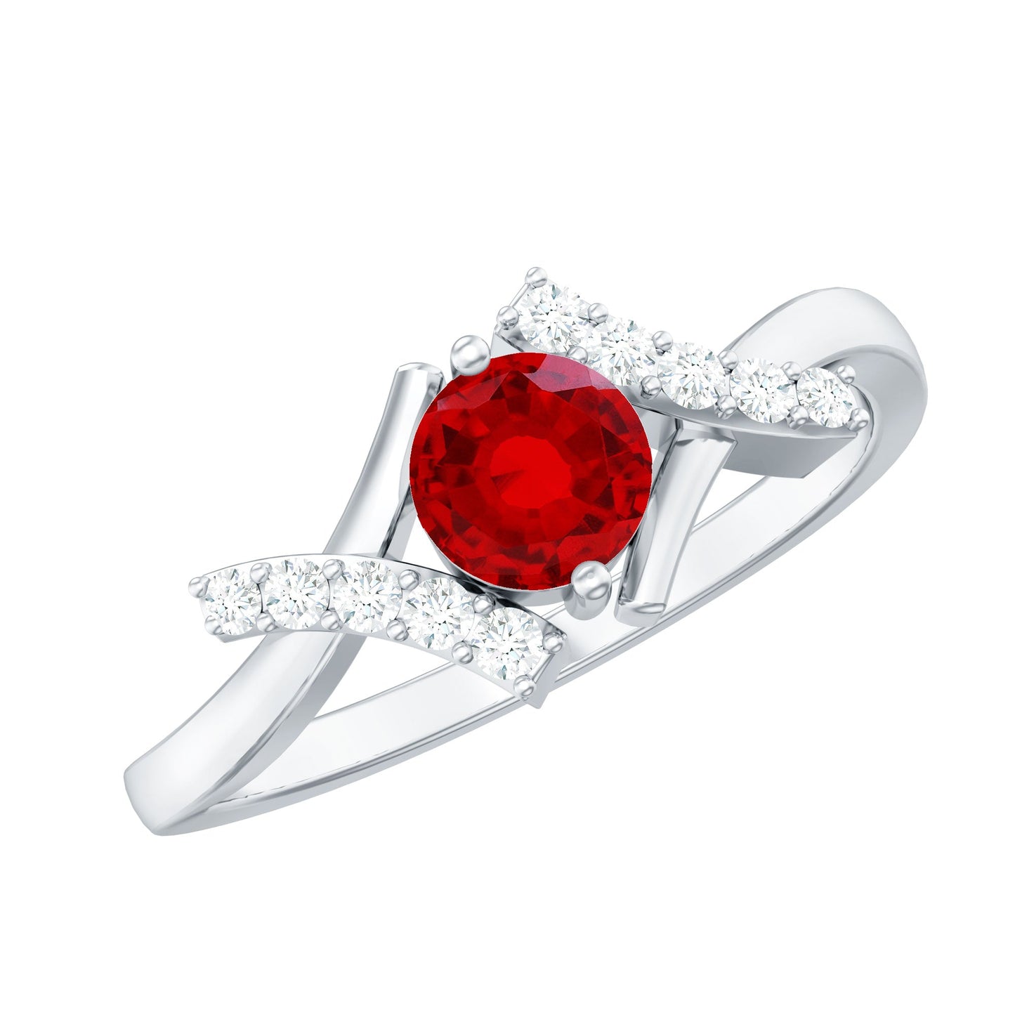 Lab Created Ruby and Diamond Promise Ring for Her