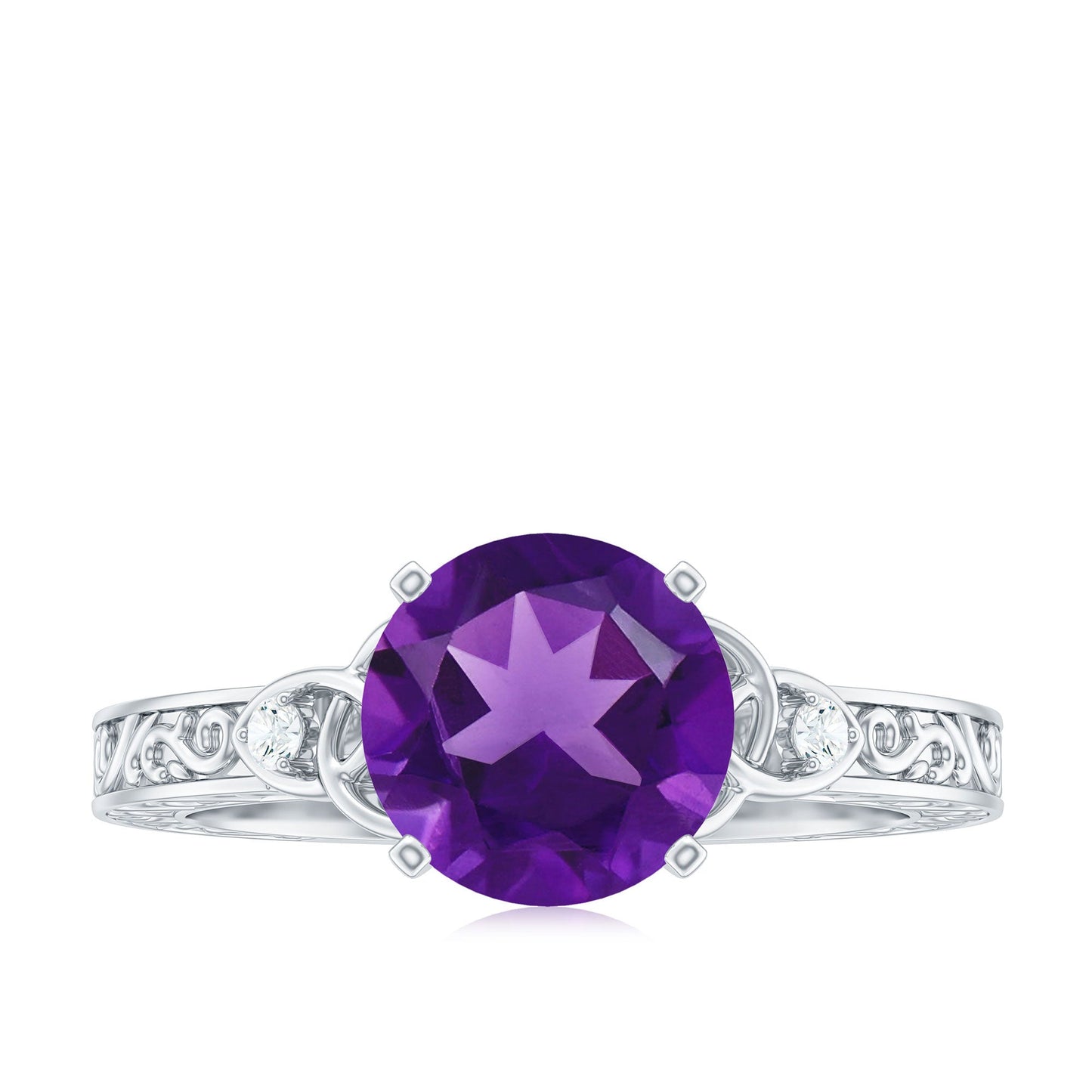 Real 1.2 Carat Amethyst Diamond Engagement Ring with Celtic Knot