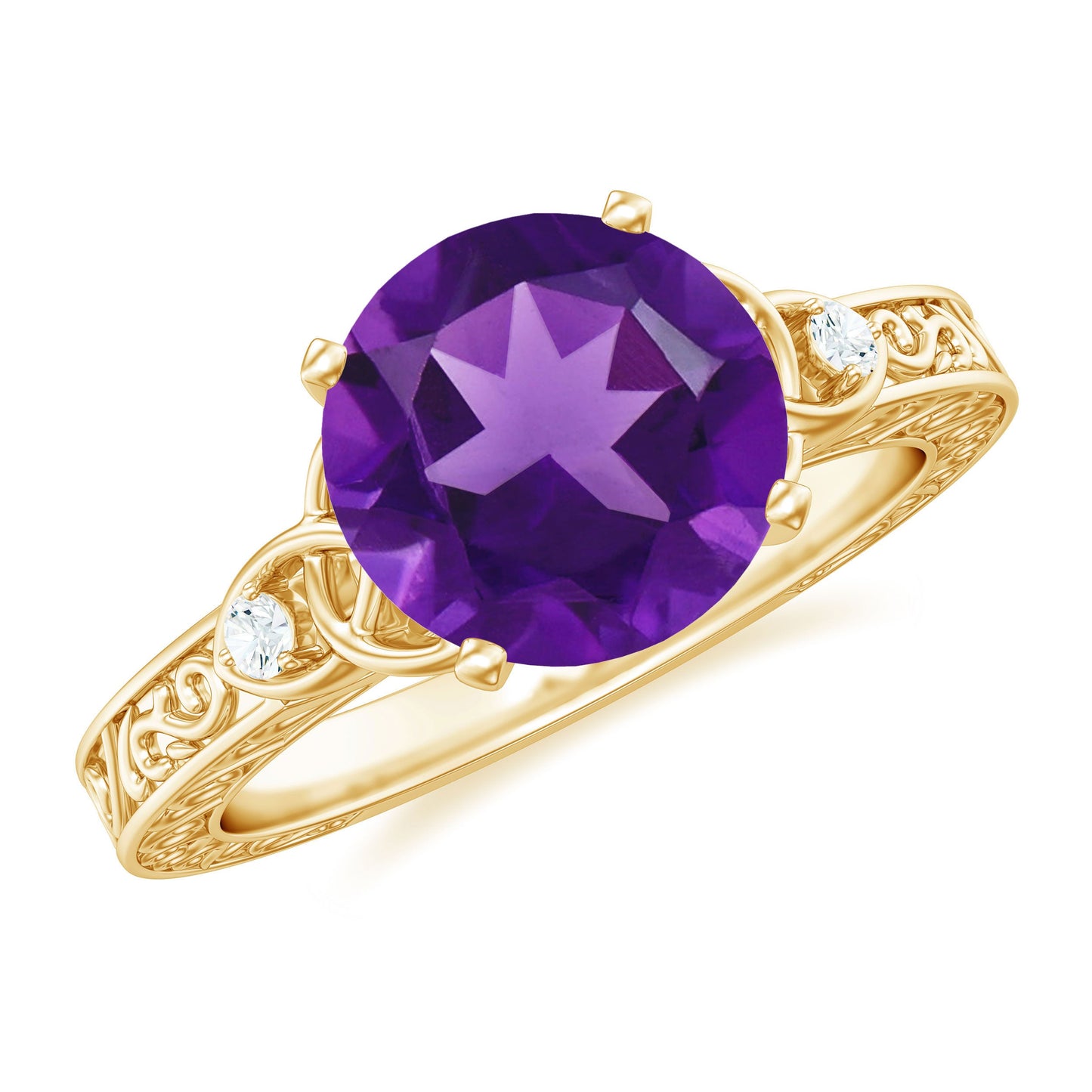 Real 1.2 Carat Amethyst Diamond Engagement Ring with Celtic Knot