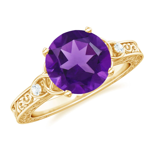 Real 1.2 Carat Amethyst Diamond Engagement Ring with Celtic Knot