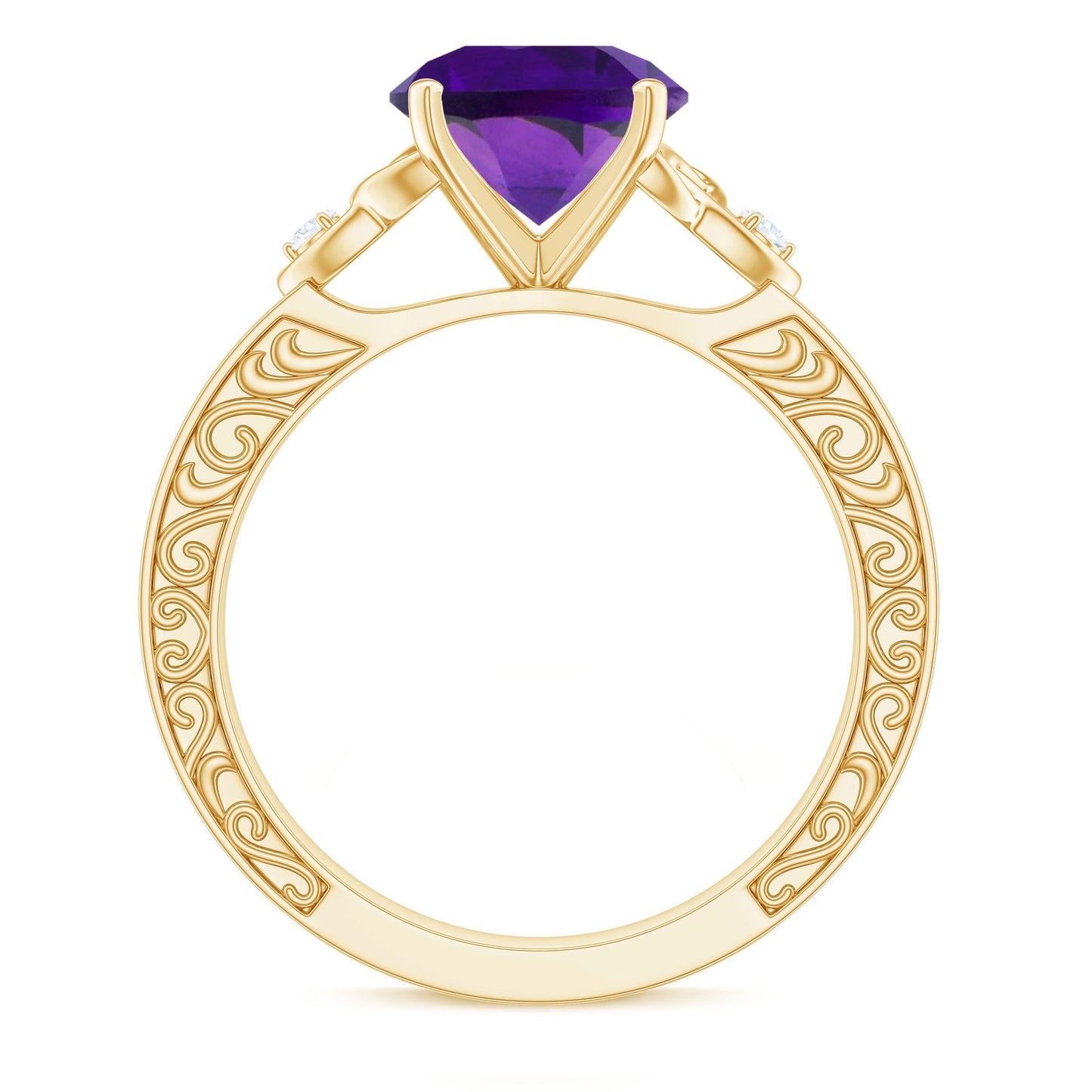 Real 1.2 Carat Amethyst Diamond Engagement Ring with Celtic Knot