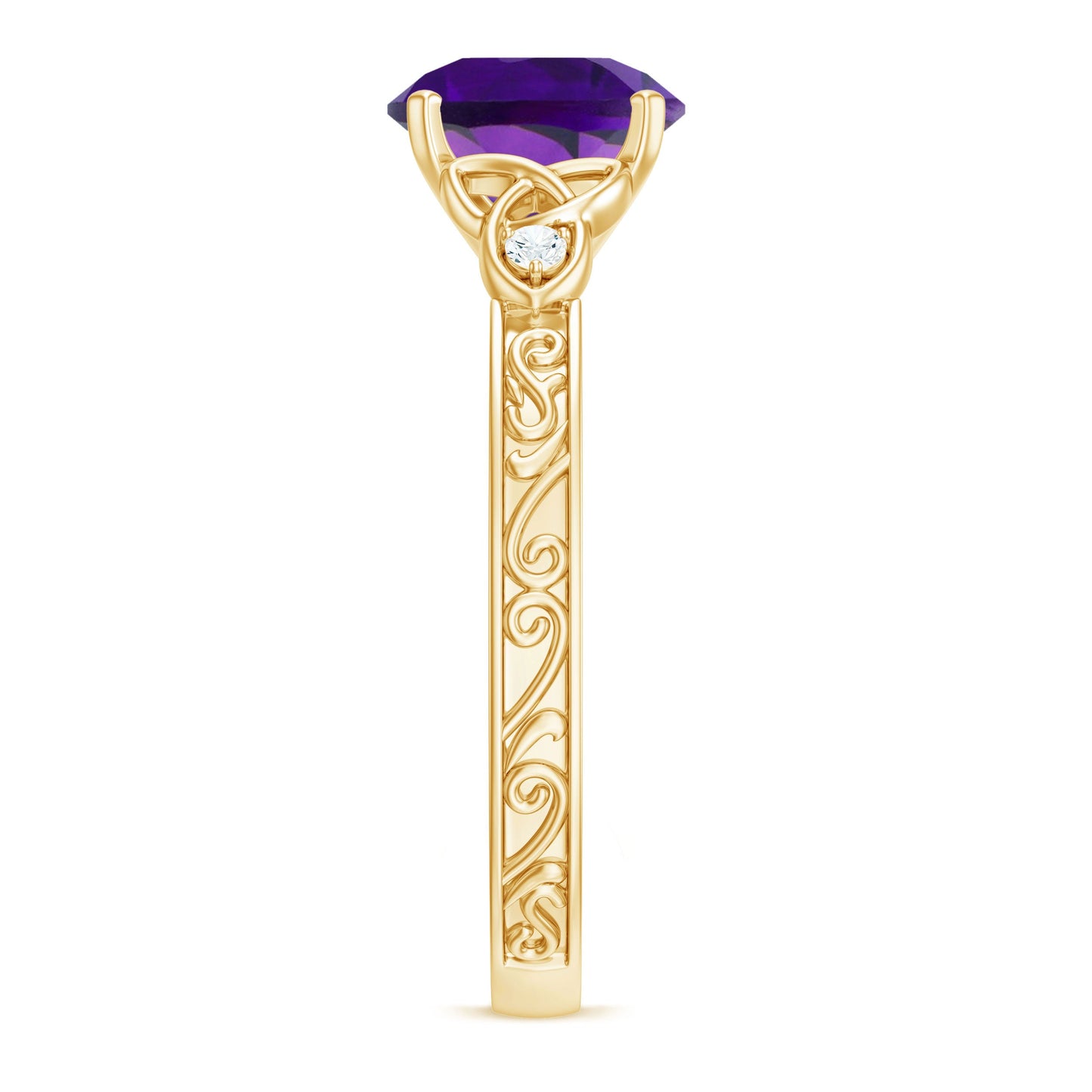 Real 1.2 Carat Amethyst Diamond Engagement Ring with Celtic Knot