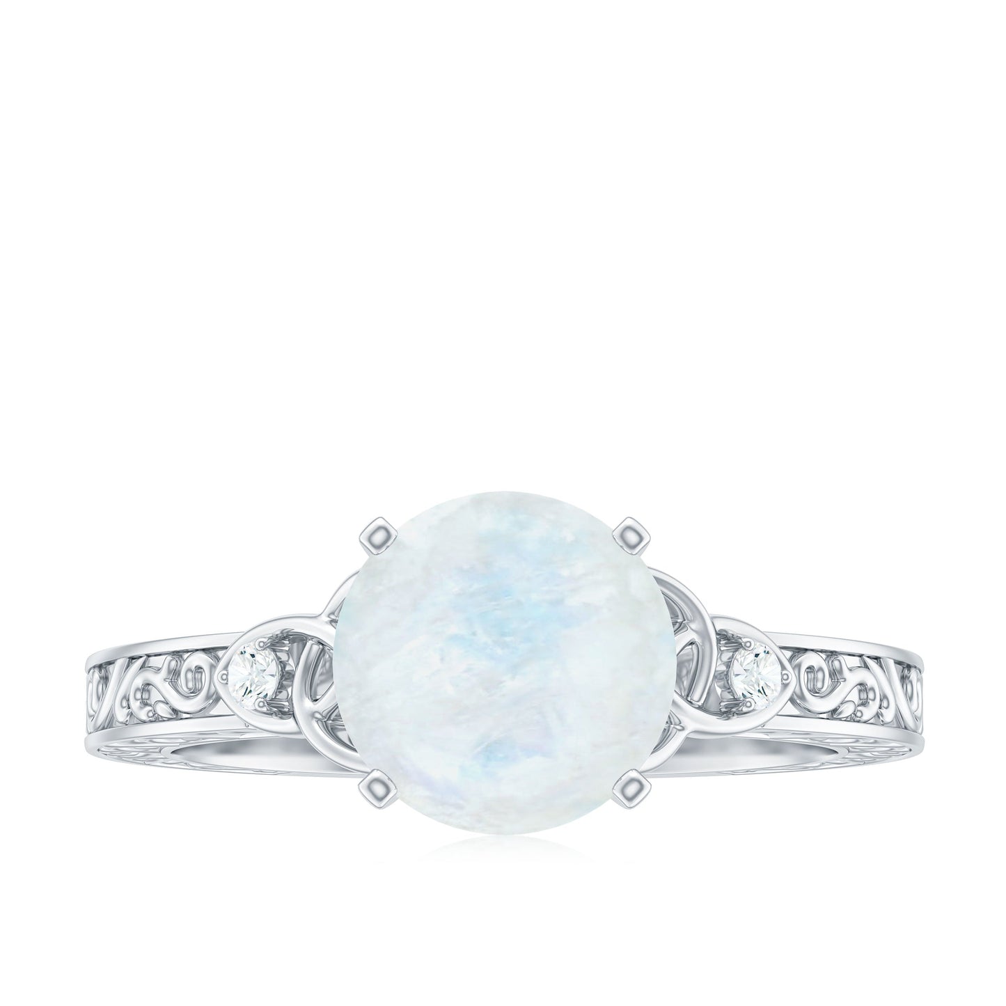 0.8 Carat Solitaire Moonstone Celtic Knot Ring with Diamond