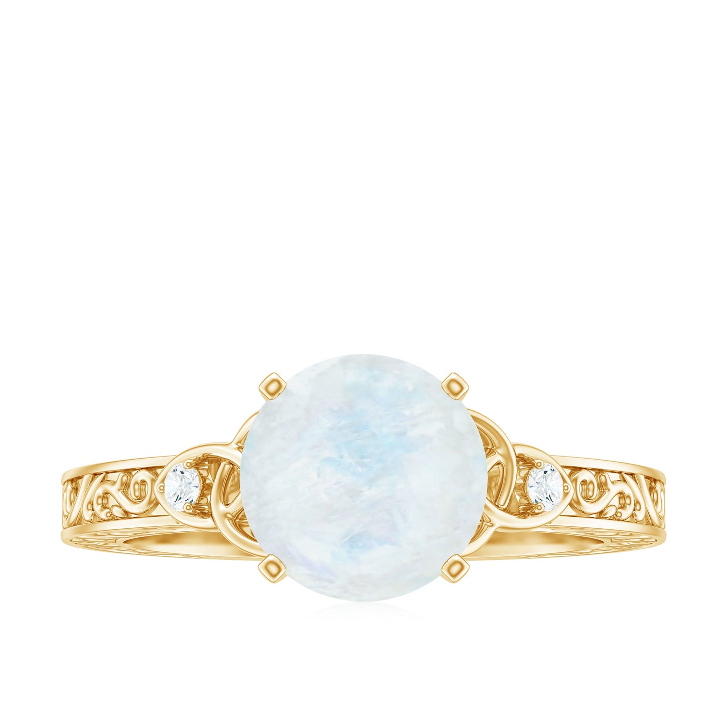 0.8 Carat Solitaire Moonstone Celtic Knot Ring with Diamond